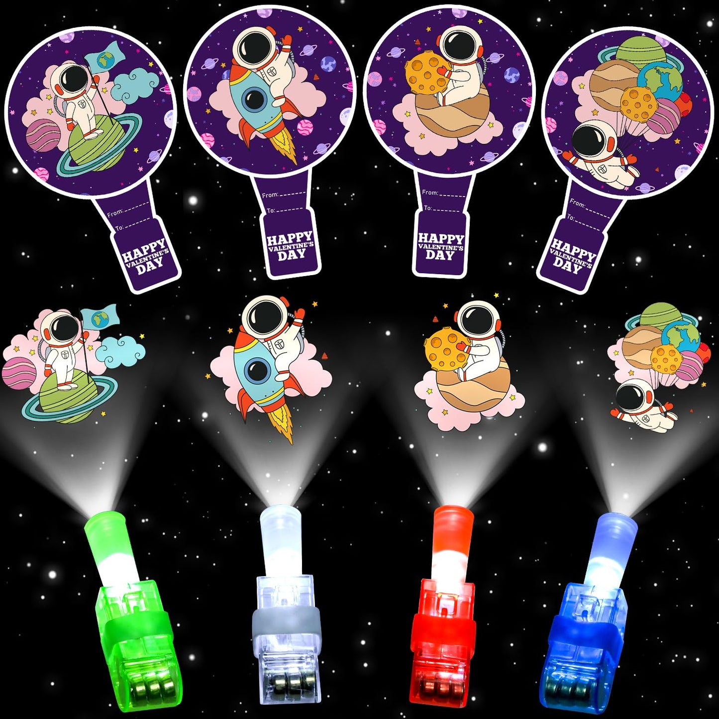 MOVINPE Valentine’s Day Finger Lights – 28-Pack with Cards for Classroom Gifts, Party Favors & Prizes