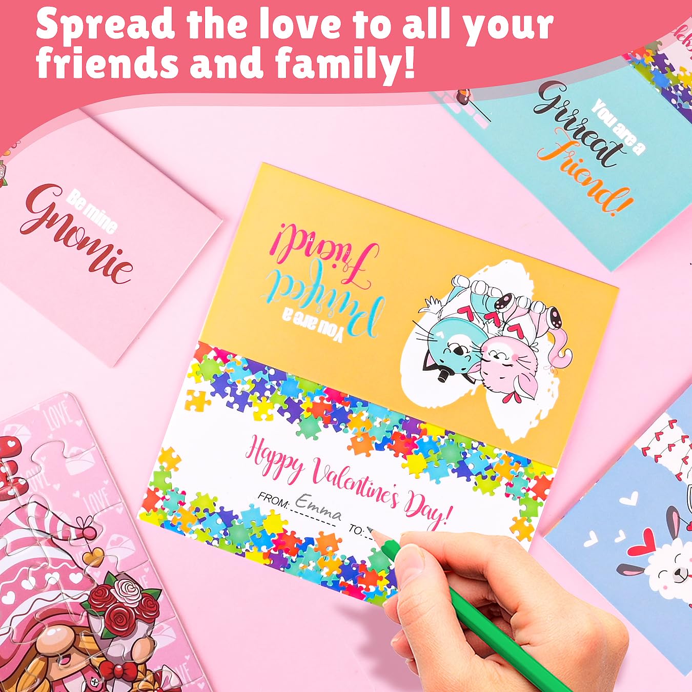MOVINPE Valentines Day Jigsaw Puzzles for Kids – 30-Pack with Card Headers