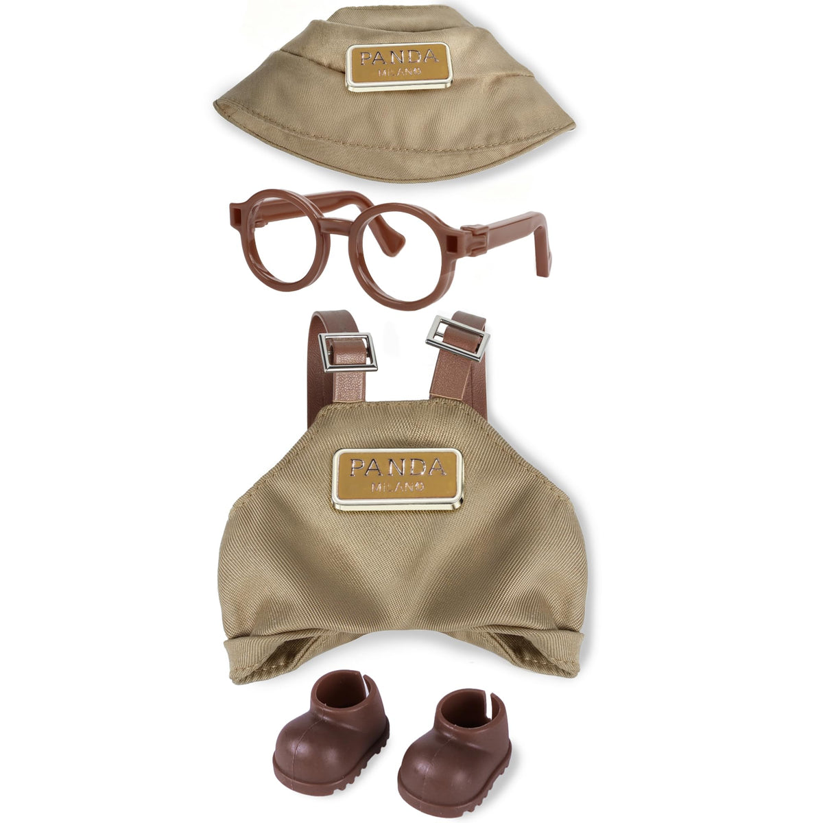 MOVOLIVI 6.7in Doll Clothes Set – 4-Piece Fashion Outfit for 17cm Dolls (Khaki)