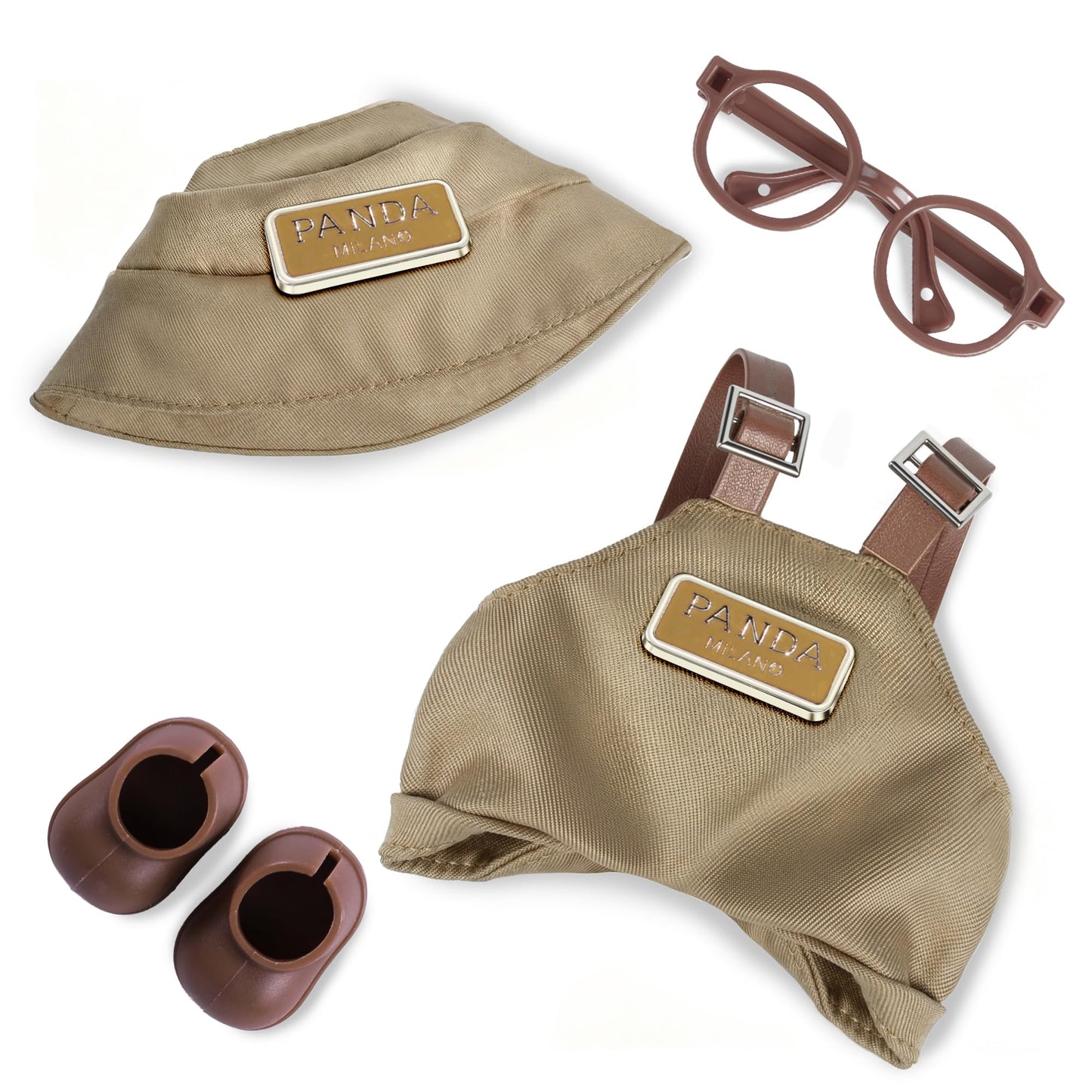 MOVOLIVI 6.7in Doll Clothes Set – 4-Piece Fashion Outfit for 17cm Dolls (Khaki)
