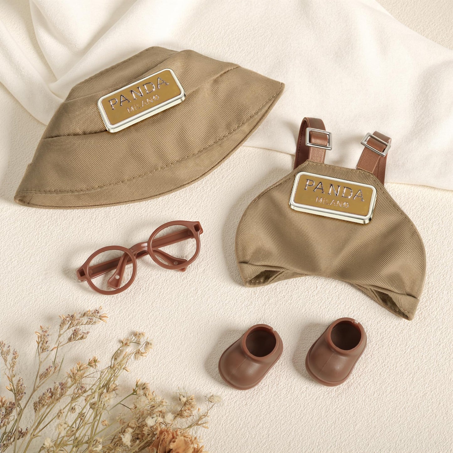 MOVOLIVI 6.7in Doll Clothes Set – 4-Piece Fashion Outfit for 17cm Dolls (Khaki)