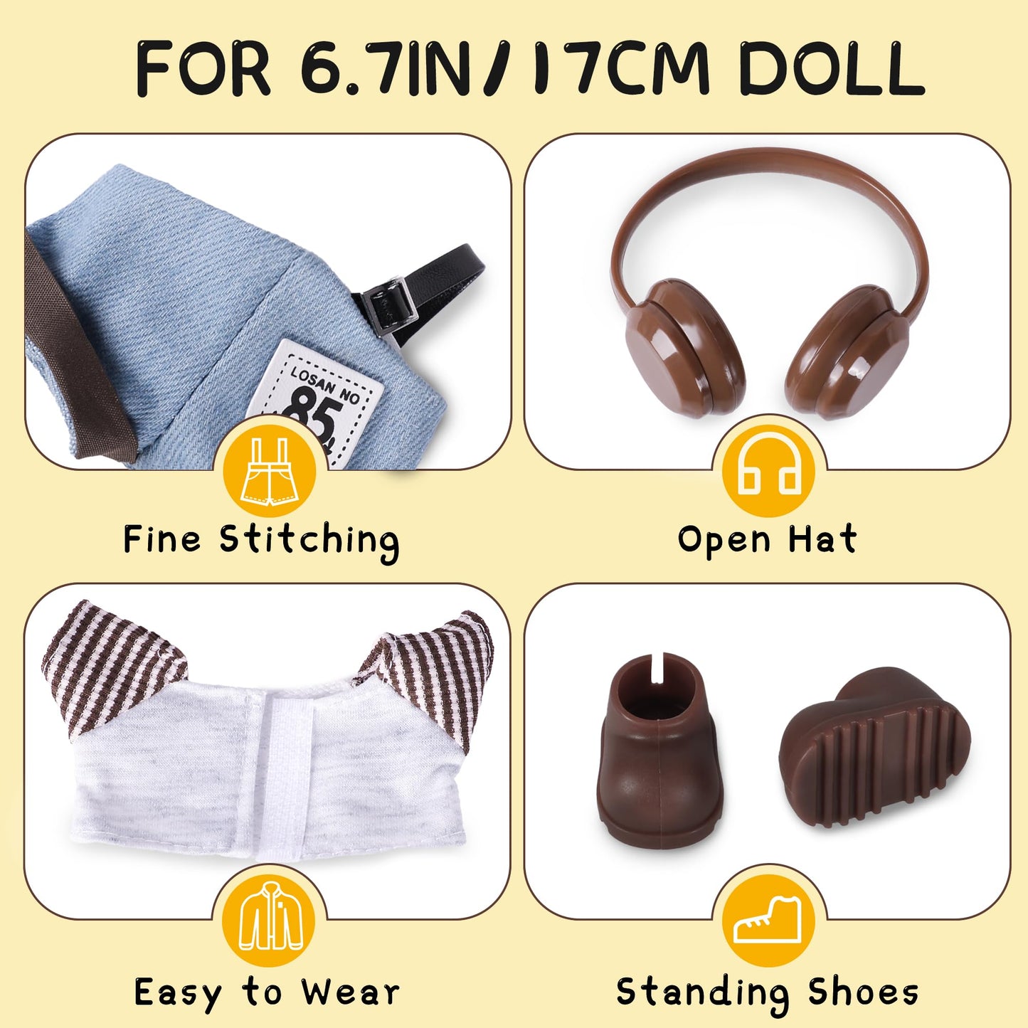 MOVOLIVI 6.7in Doll Outfit Set – 4-Piece Premium Fashion for Collectors (Style B)