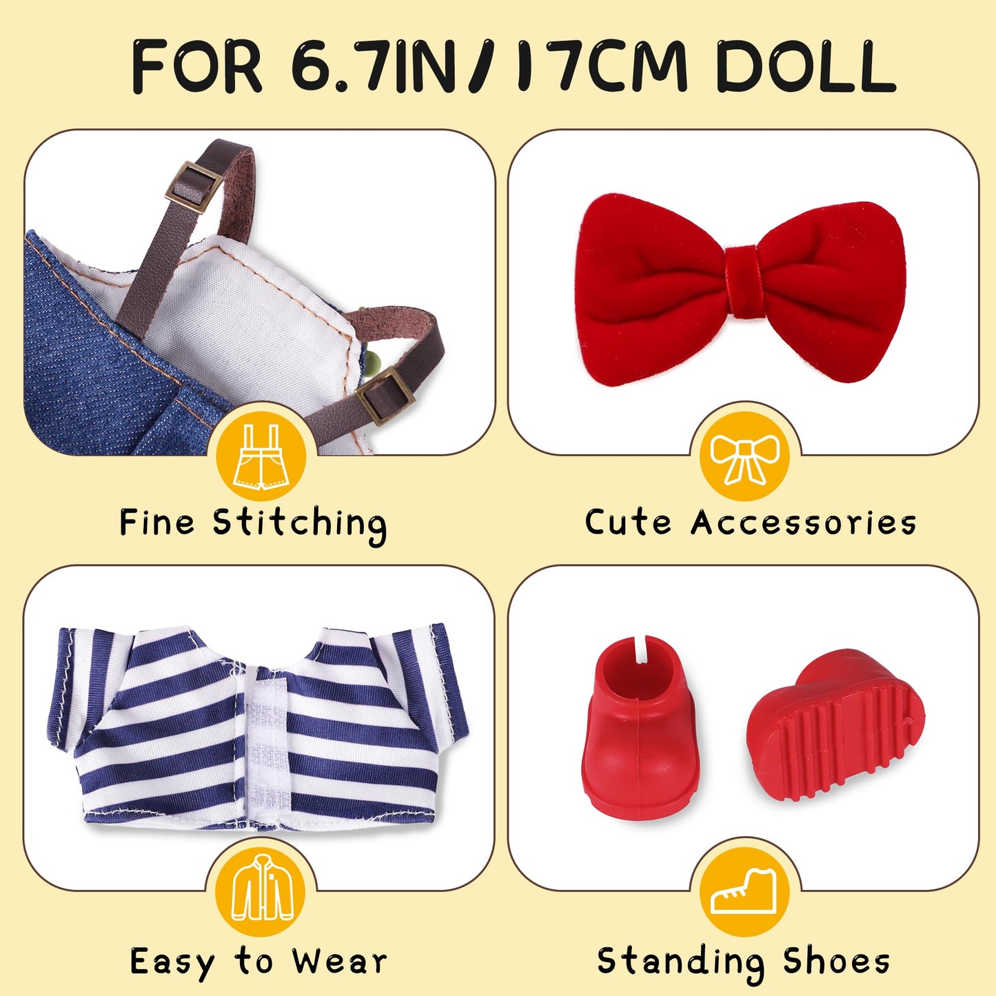 MOVOLIVI 6.7in Doll Outfit Set – 4-Piece Premium Fashion for Collectors