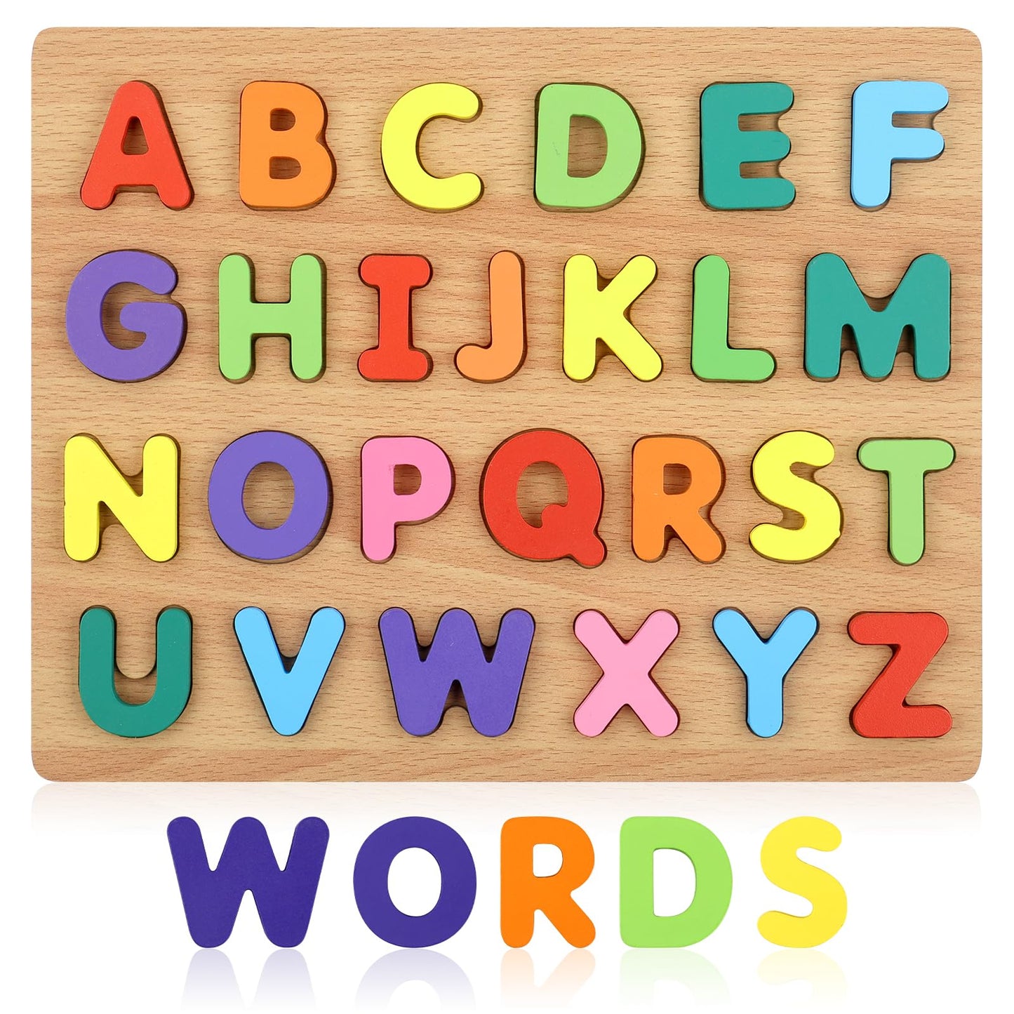 MOWPOG Alphabet Puzzle – Wooden ABC Letters for Toddlers (3-5) | Educational Learning Toy