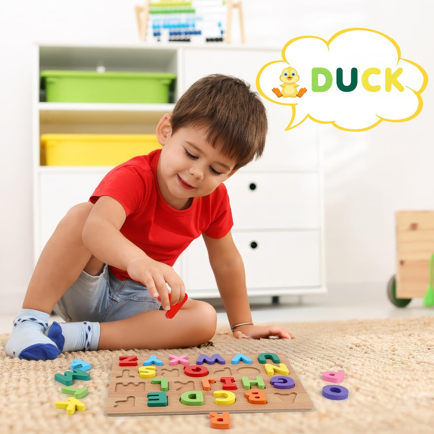 MOWPOG Alphabet Puzzle – Wooden ABC Letters for Toddlers (3-5) | Educational Learning Toy