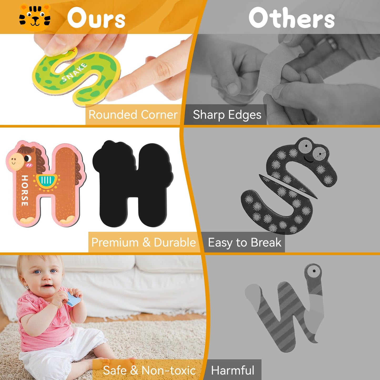 MOWPOG Magnetic Letters – 26 Animal Alphabet Magnets for Preschool Learning | Uppercase A-Z