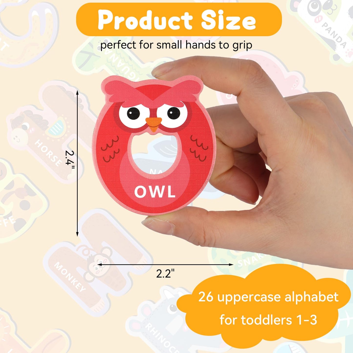MOWPOG Magnetic Letters – 26 Animal Alphabet Magnets for Preschool Learning | Uppercase A-Z