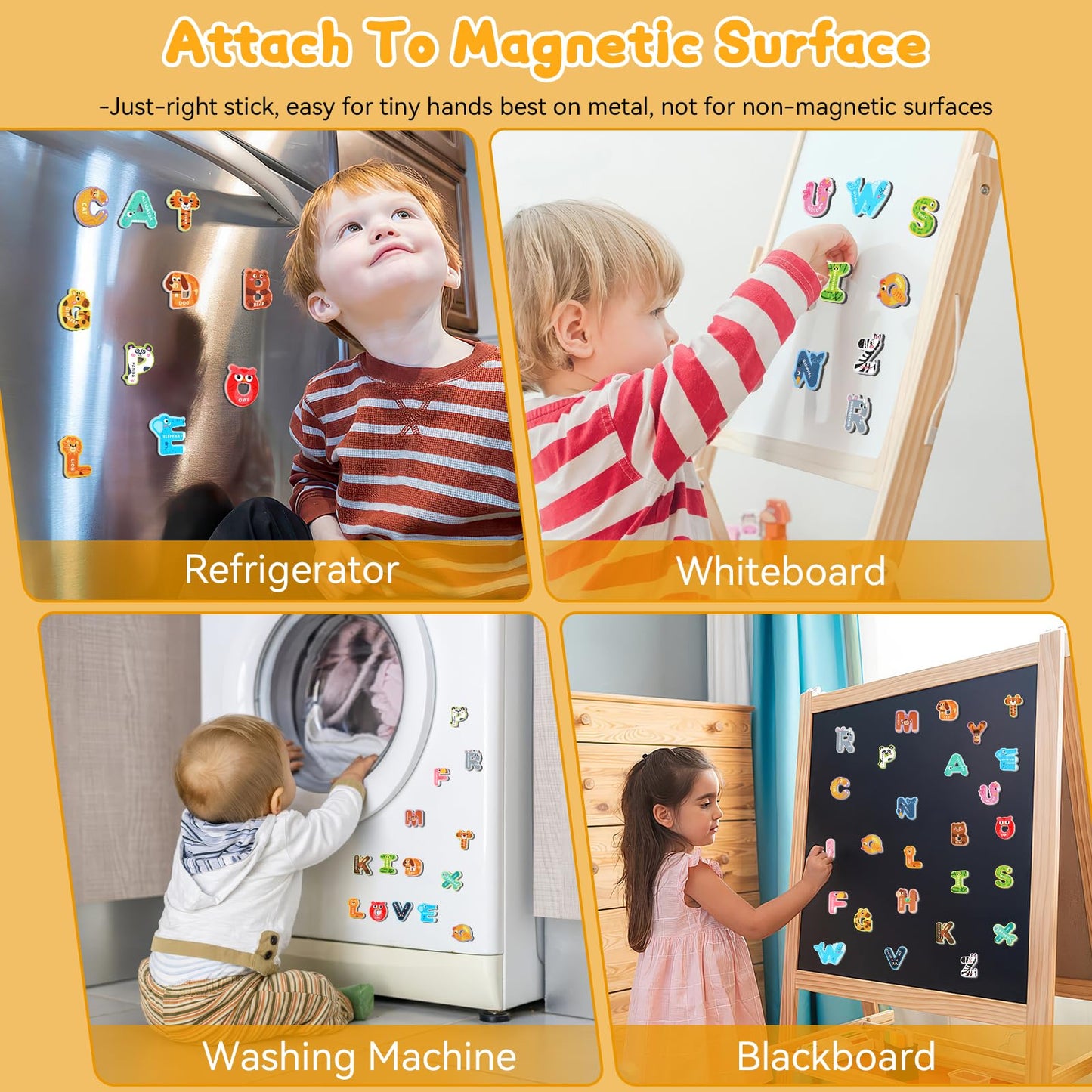 MOWPOG Magnetic Letters – 26 Animal Alphabet Magnets for Preschool Learning | Uppercase A-Z