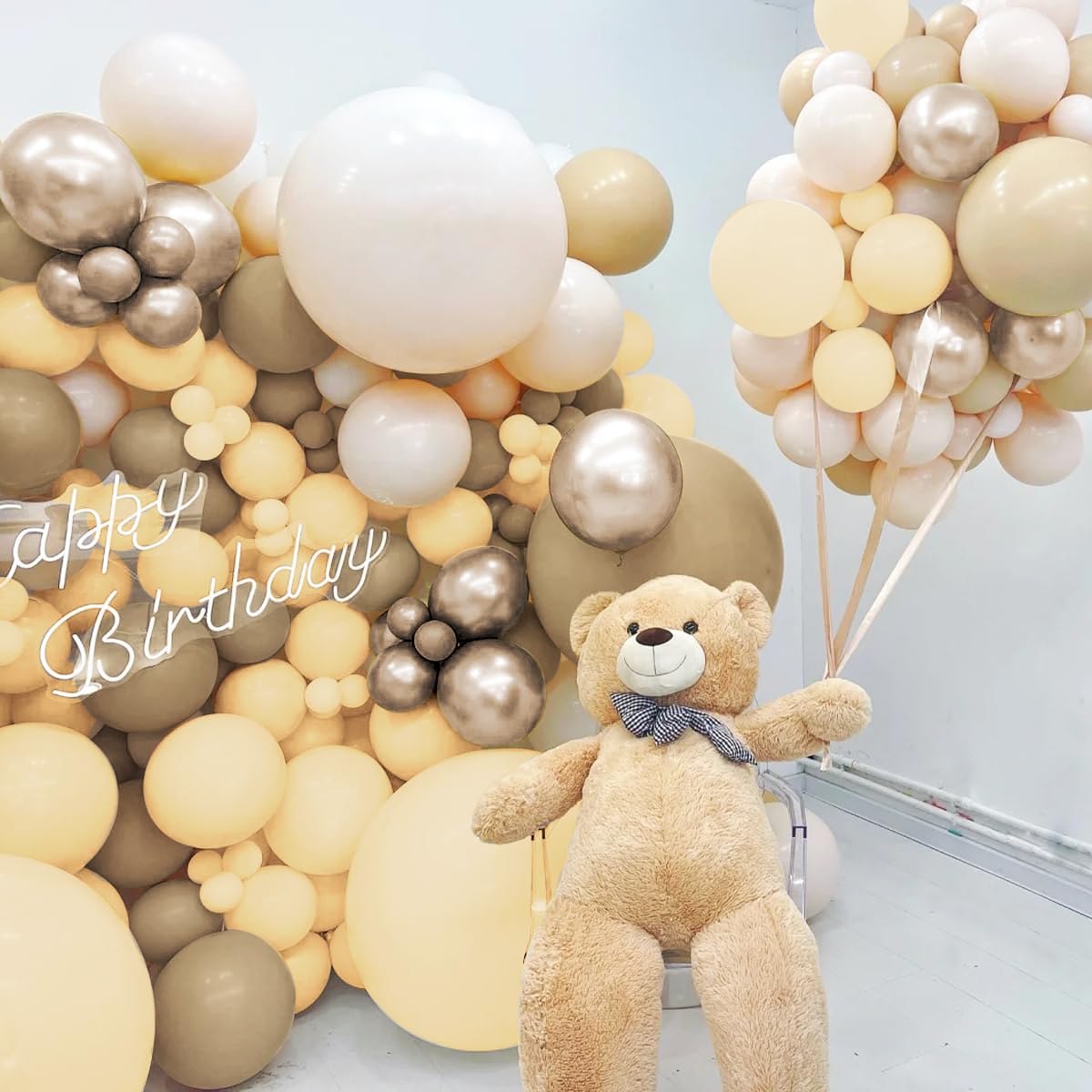 MOXMAY Boho Balloon Arch Kit – 160Pcs Pastel Orange, Nude Brown & Gold Garland