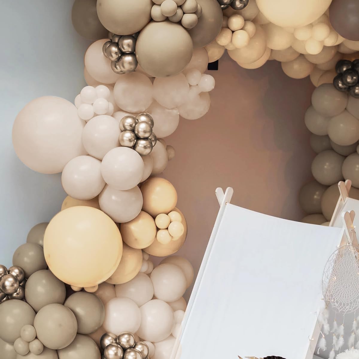 MOXMAY Boho Balloon Arch Kit – 160Pcs Pastel Orange, Nude Brown & Gold Garland