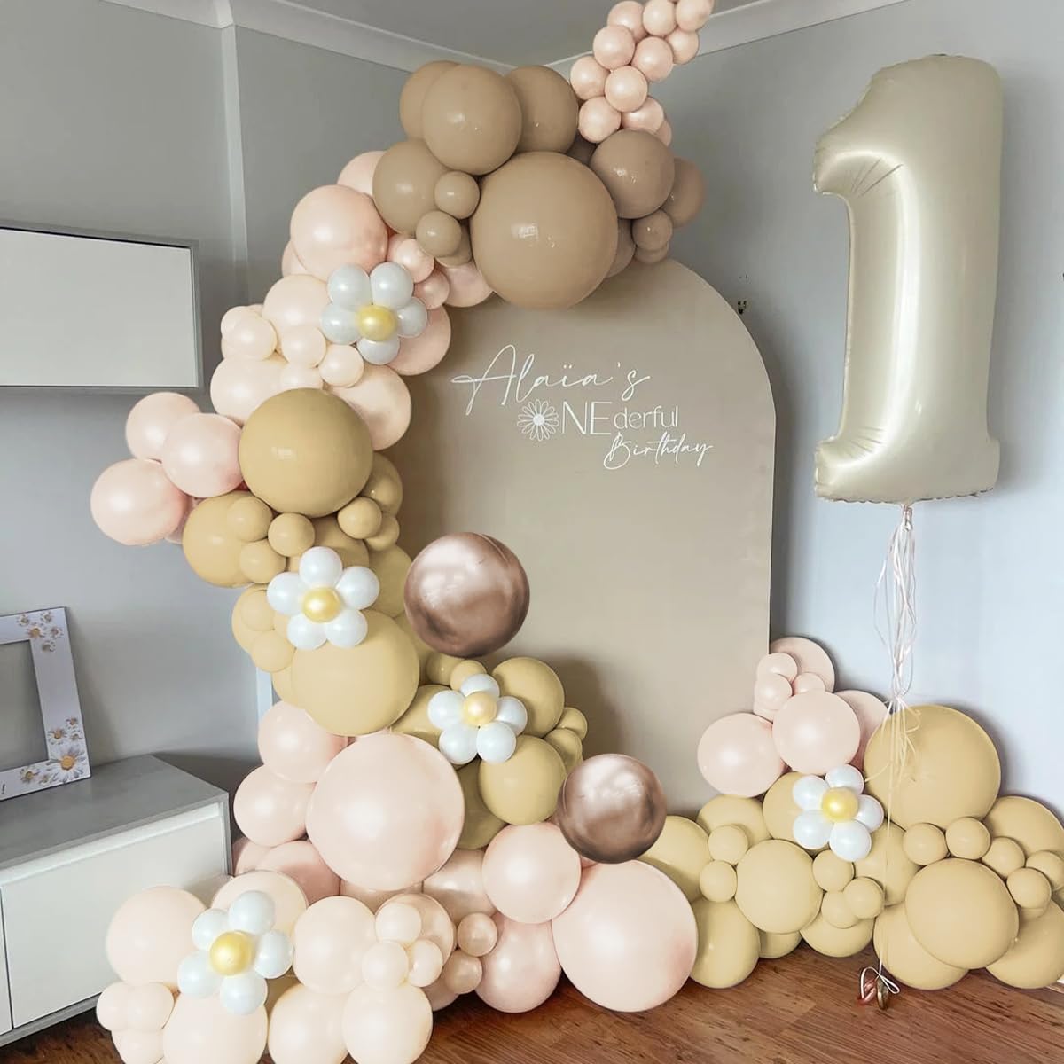 MOXMAY Boho Balloon Arch Kit – 160Pcs Pastel Orange, Nude Brown & Gold Garland