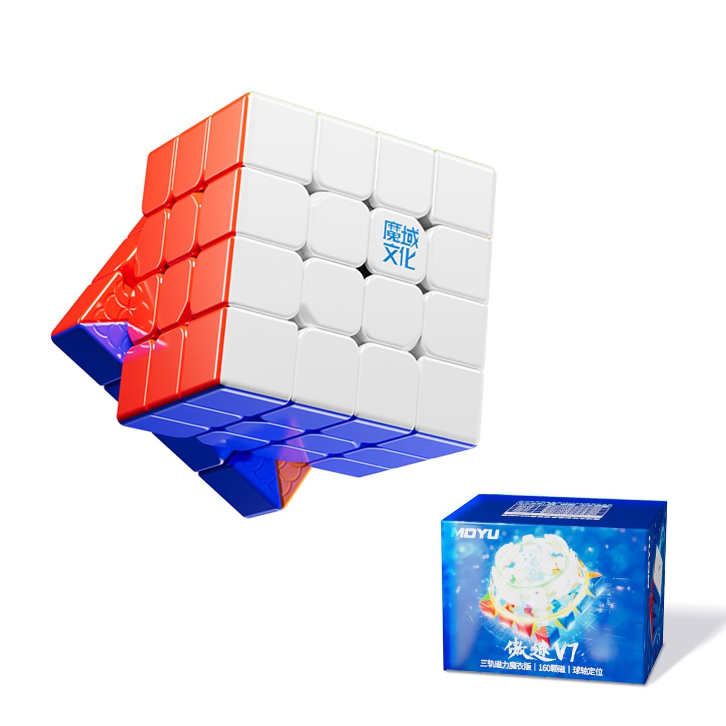 Moyu AoSu V7 4x4 Magnetic Stickerless UV-Coated Speed Cube – 160 Magnets, Flagship Edition