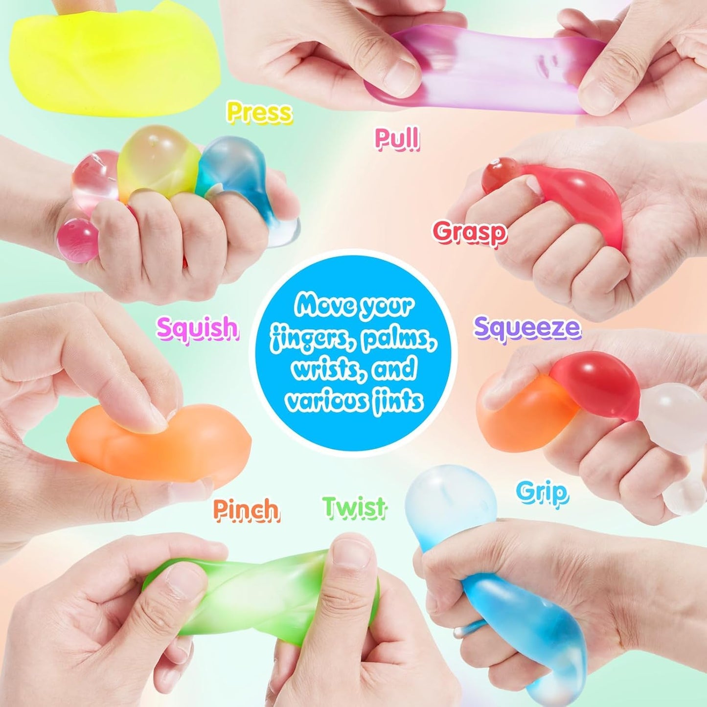 MoZkkiz Fidget Toys Stress Ball – 28pc Ice Cube Squishies for Kids