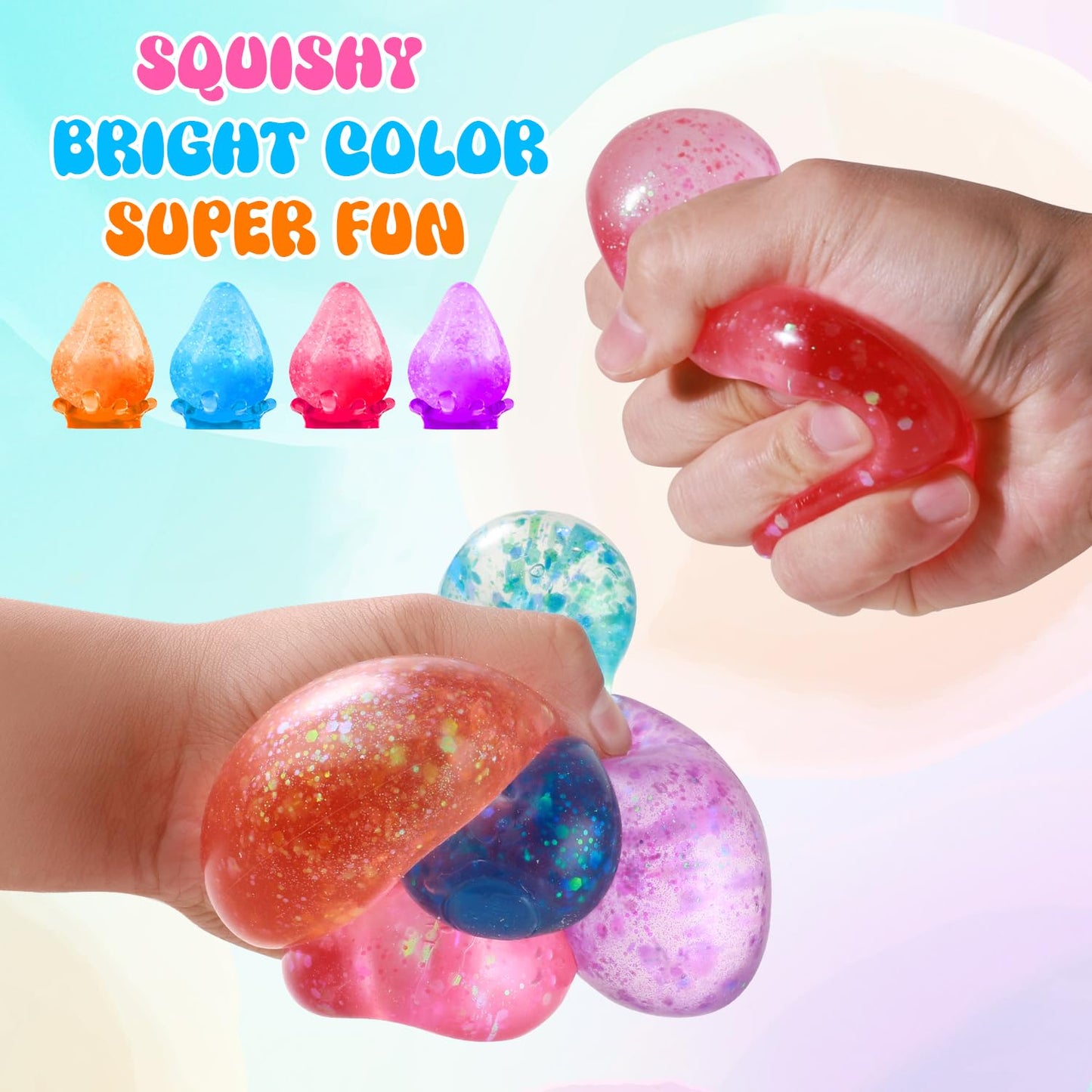 MoZkkiz Dream Squishy Drop 4pc — Ice Cube Fidget Toys for Sensory Play, Focus & Stress Relief