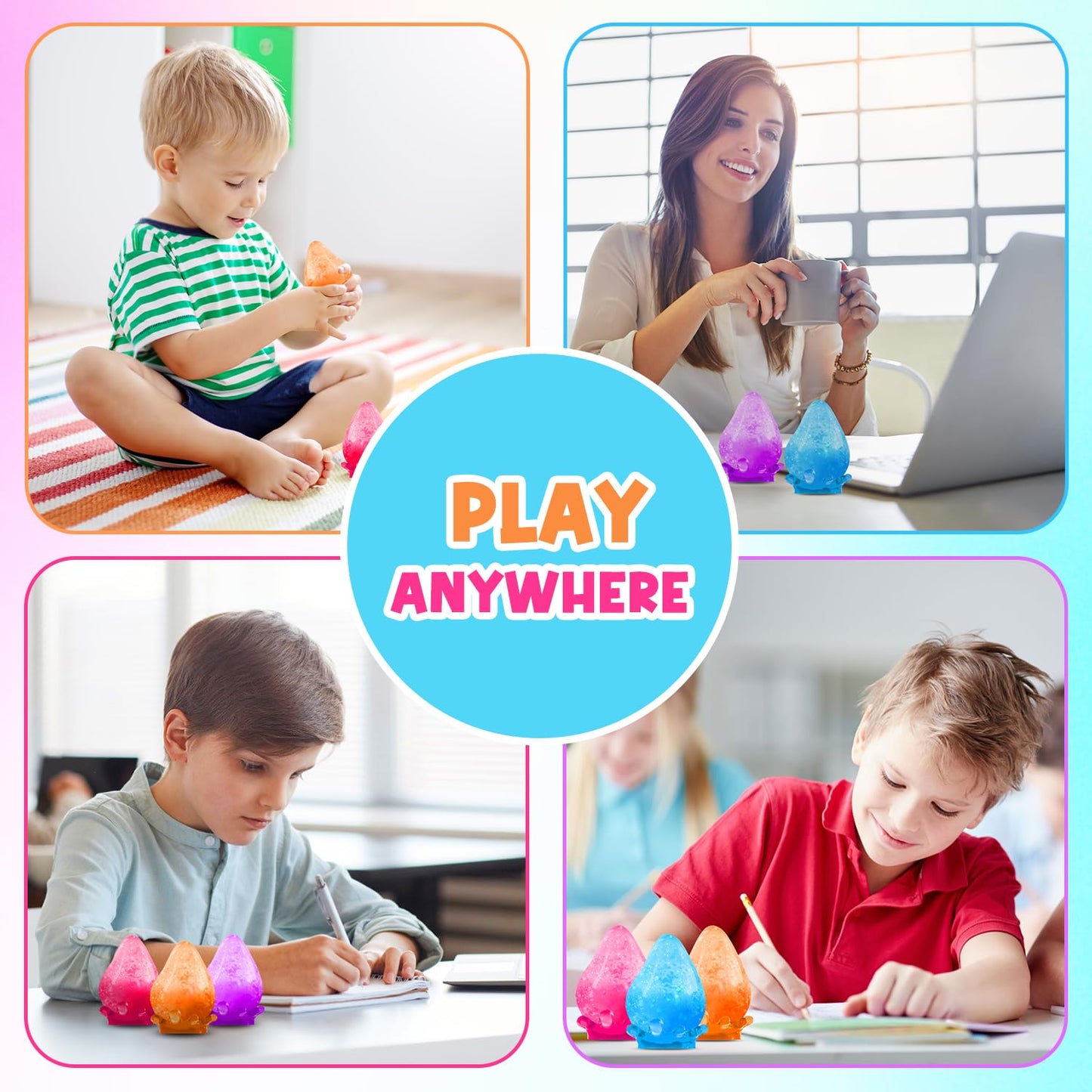 MoZkkiz Fidget Toys Stress Ball – 28pc Ice Cube Squishies for Kids