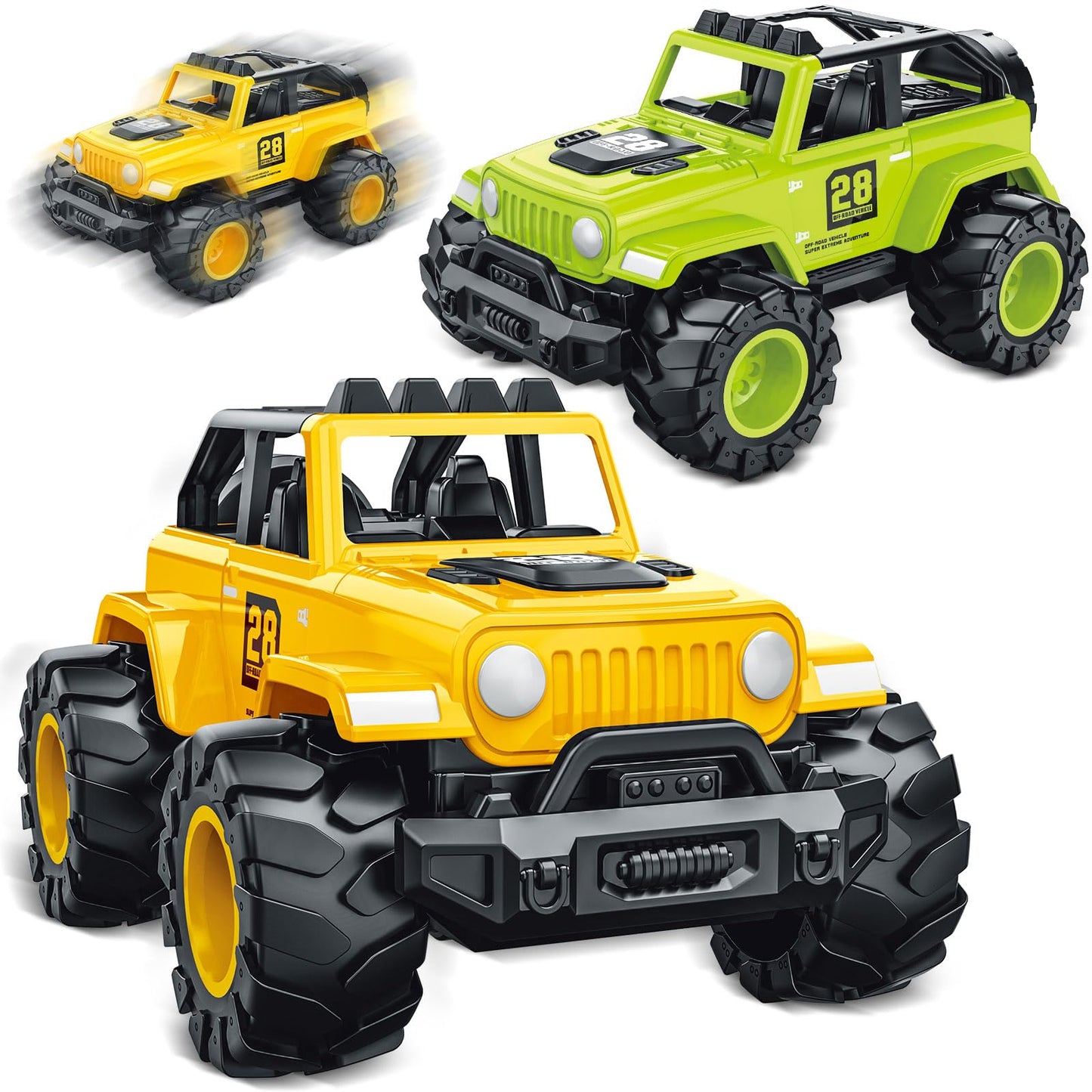 MOZXEBOK 2-in-1 Friction-Powered Truck Toys for Toddlers — Push & Go Cars for 3-6 Year Olds