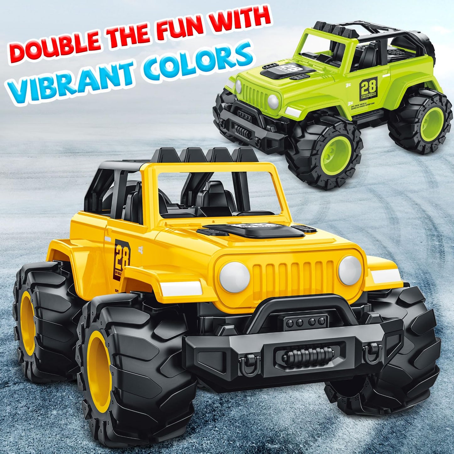 MOZXEBOK 2-in-1 Friction-Powered Truck Toys for Toddlers — Push & Go Cars for 3-6 Year Olds