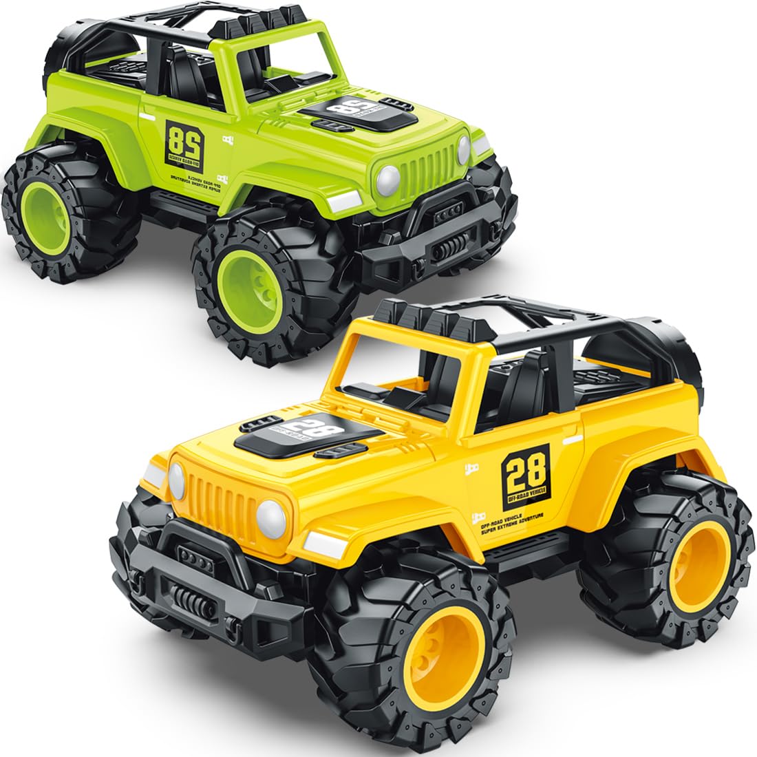 MOZXEBOK 2-in-1 Friction-Powered Truck Toys for Toddlers — Push & Go Cars for 3-6 Year Olds