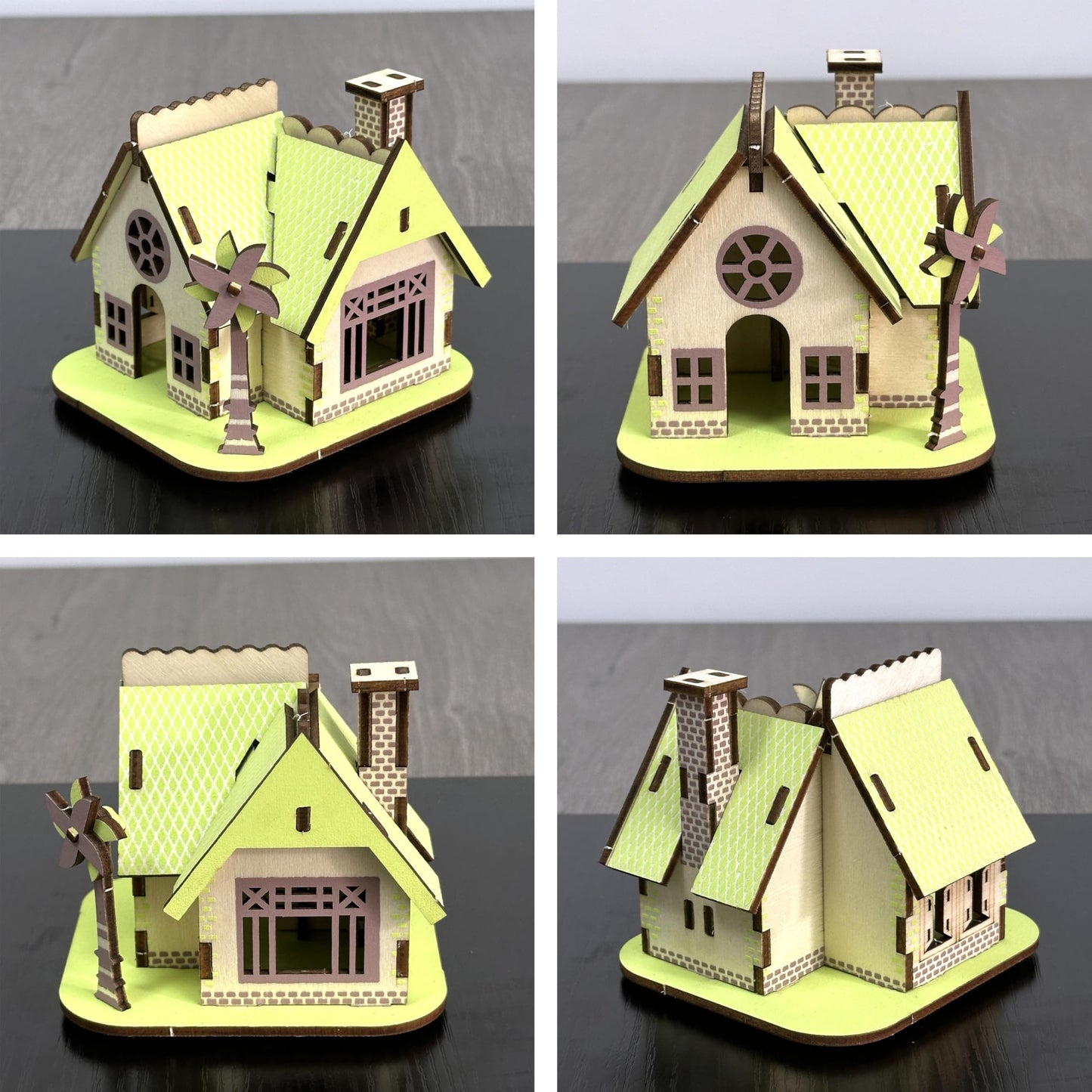 MPIUET Wooden 3D Puzzles for Adults | Log Cabin DIY Miniature House 4-in-1 Kit