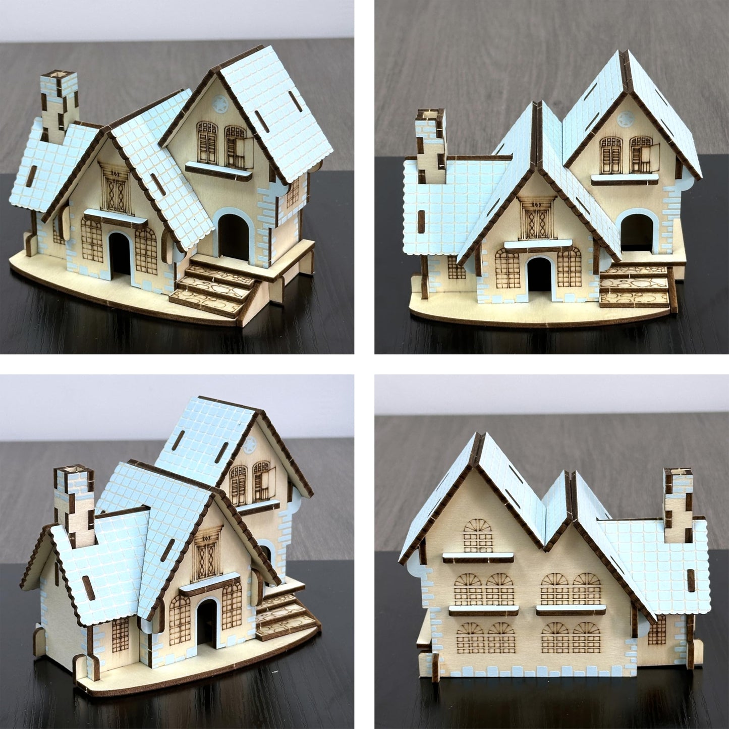 MPIUET Wooden 3D Puzzles for Adults | Log Cabin DIY Miniature House 4-in-1 Kit