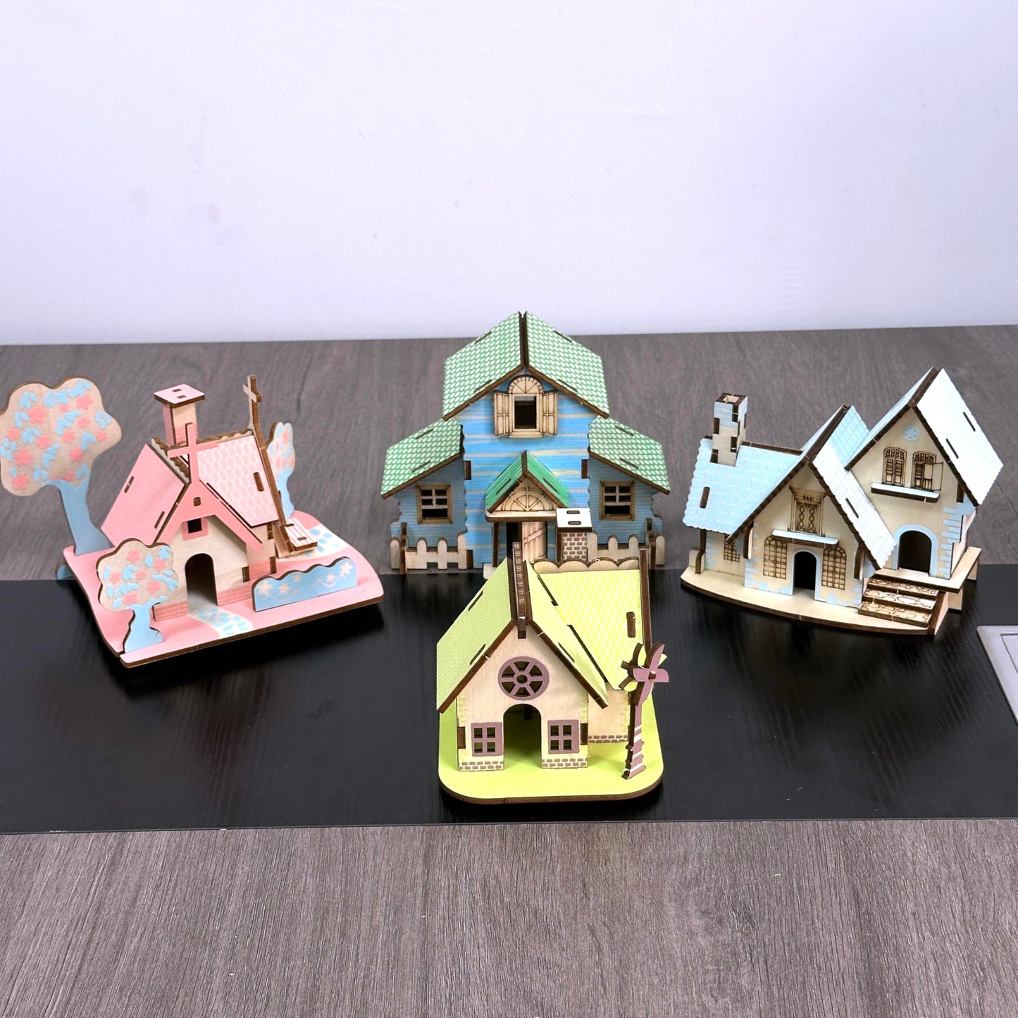 MPIUET Wooden 3D Puzzles for Adults | Log Cabin DIY Miniature House 4-in-1 Kit