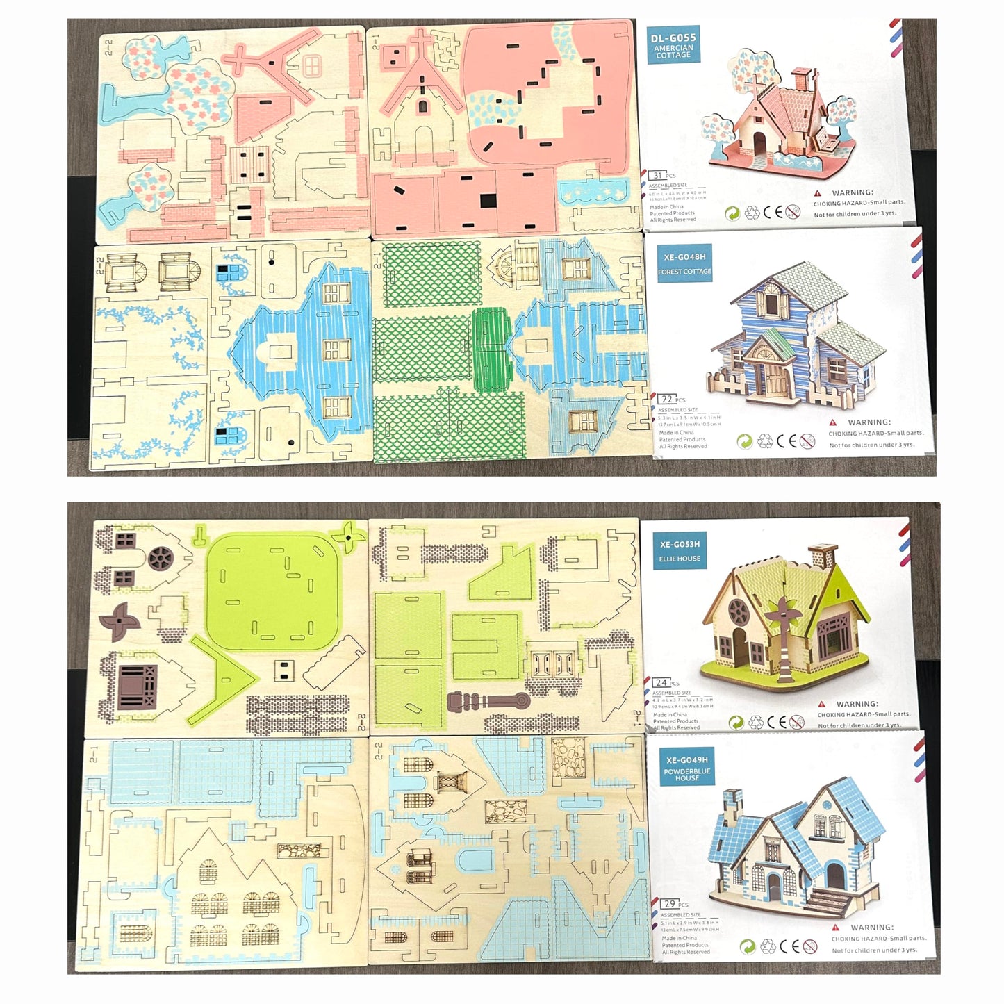 MPIUET Wooden 3D Puzzles for Adults | Log Cabin DIY Miniature House 4-in-1 Kit