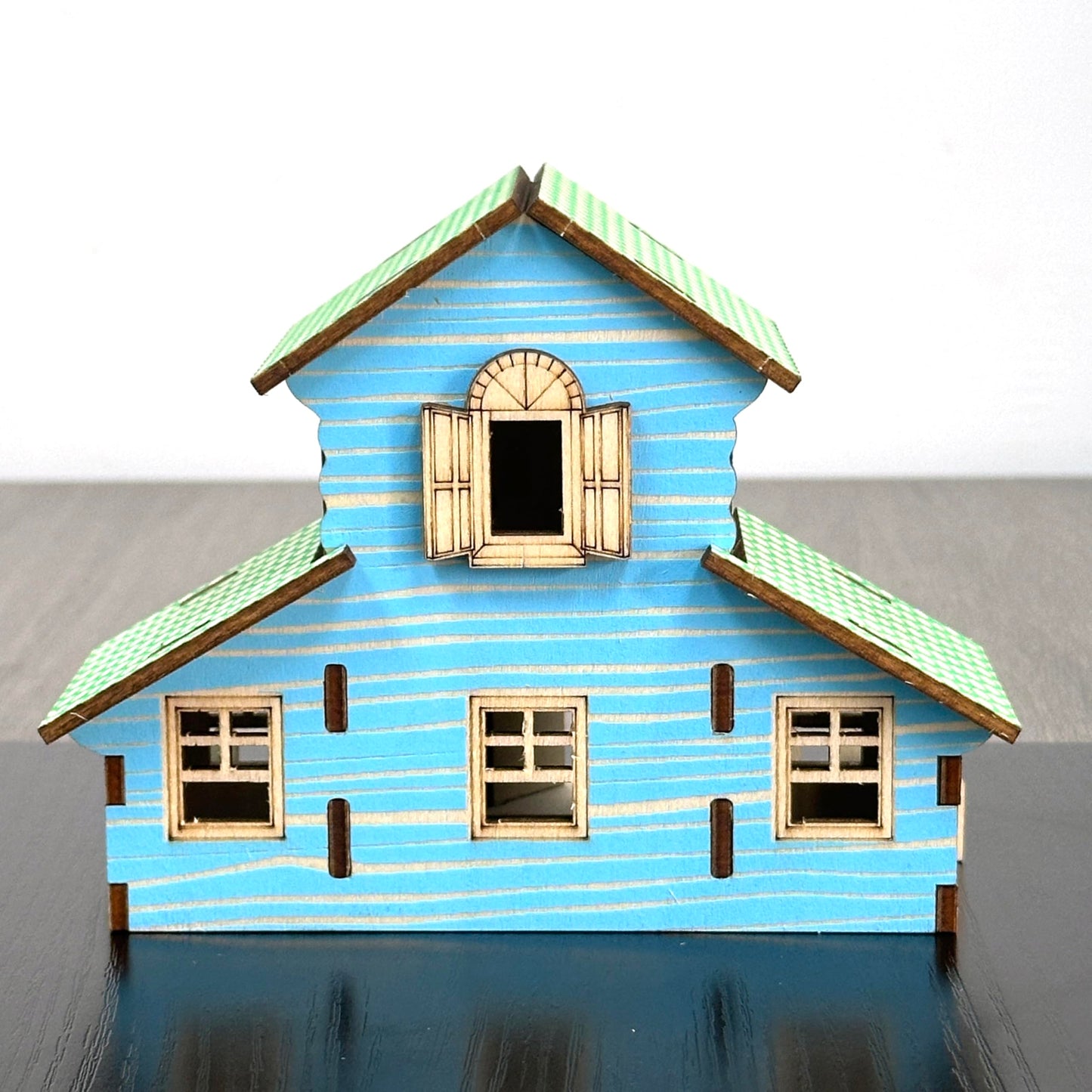 MPIUET Wooden 3D Puzzle – Blue Little House Kit for Teens & Adults (Glue-Free)