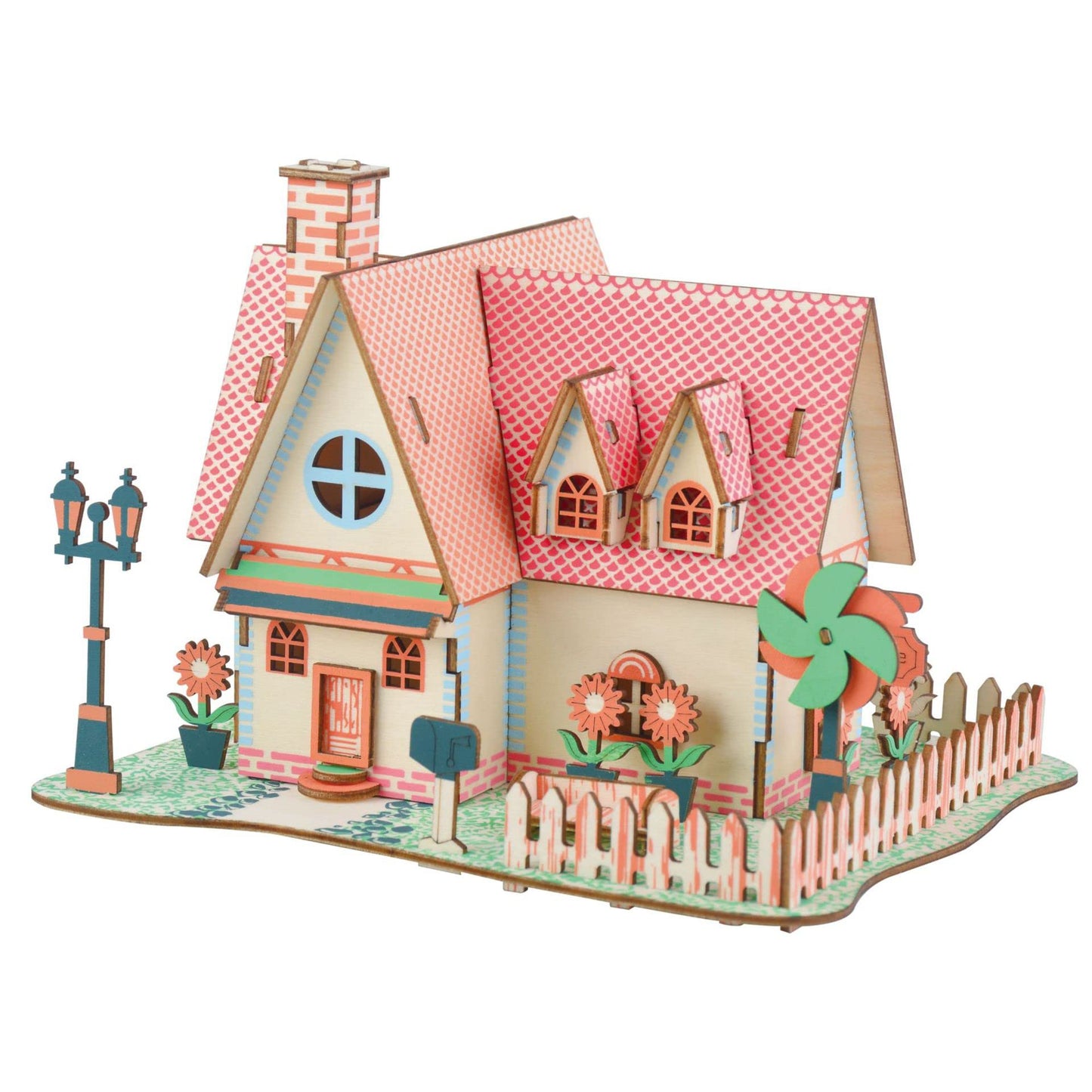 MPIUET Sunflower Manor Wooden 3D Puzzle – DIY Log Cabin Miniature House Kit for Adults & Teens