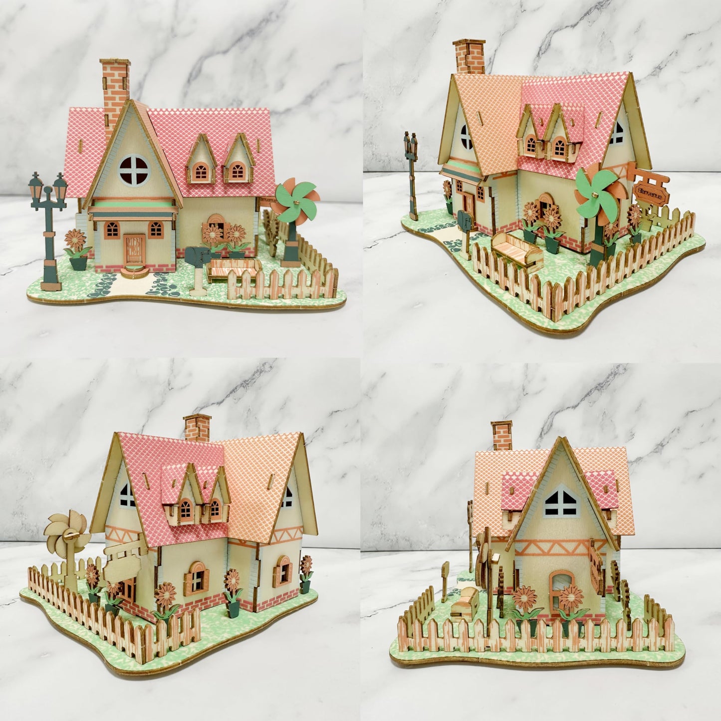 MPIUET Sunflower Manor Wooden 3D Puzzle – DIY Log Cabin Miniature House Kit for Adults & Teens