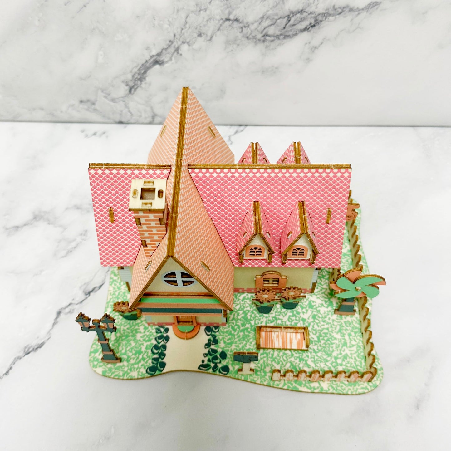 MPIUET Sunflower Manor Wooden 3D Puzzle – DIY Log Cabin Miniature House Kit for Adults & Teens