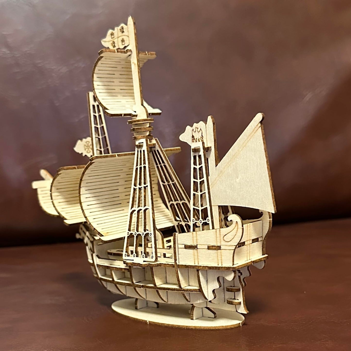 MPIUET 3D Wooden Sailboat Puzzle for Adults – No Glue, Burr-Free Model Kit
