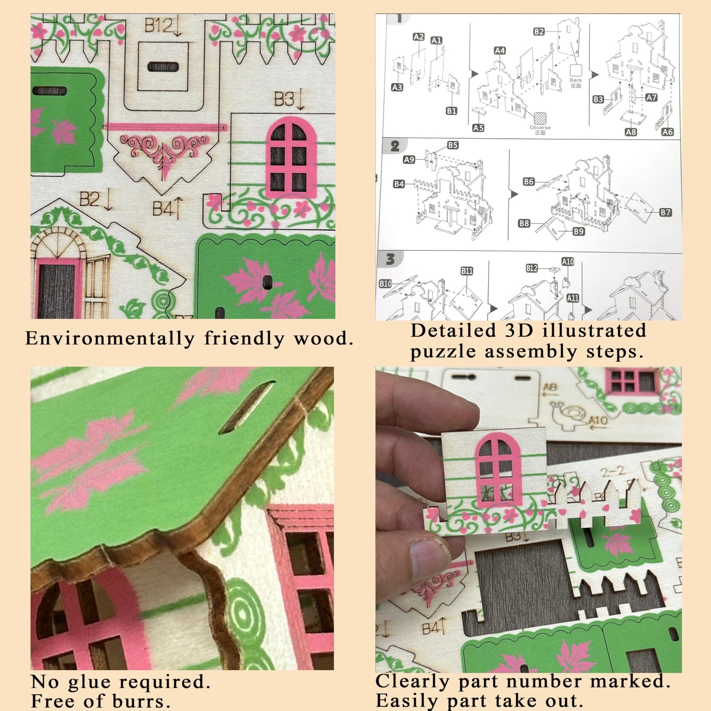 MPIUET Wooden 3D Puzzle – Forest Cabin DIY Miniature House for Adults & Teens