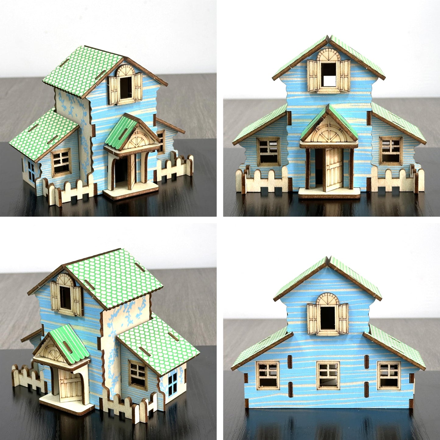 MPIUET Wooden 3D Puzzles for Adults | Log Cabin DIY Miniature House 4-in-1 Kit