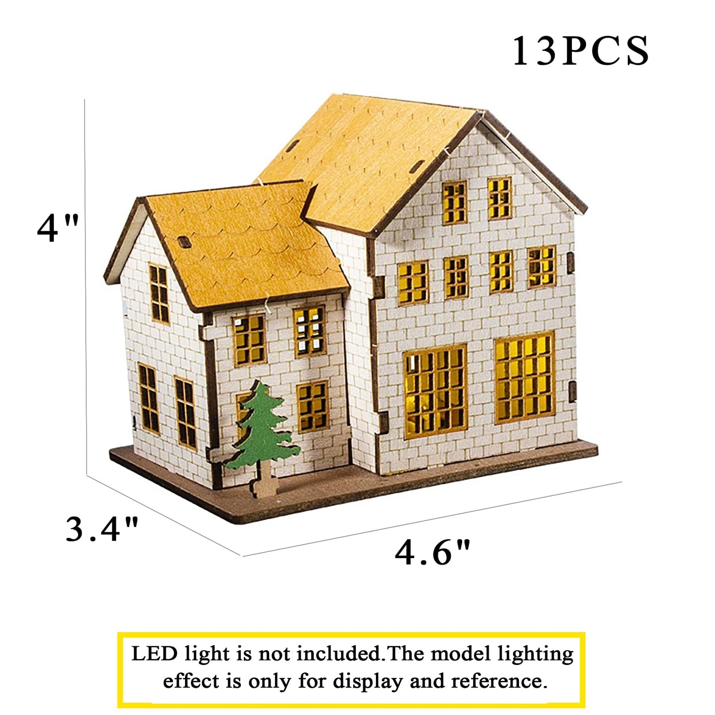 MPIUET Wooden 3D Puzzle – Yellow House 9-in-1 | Log Cabin DIY Miniature Kit for Adults & Teens