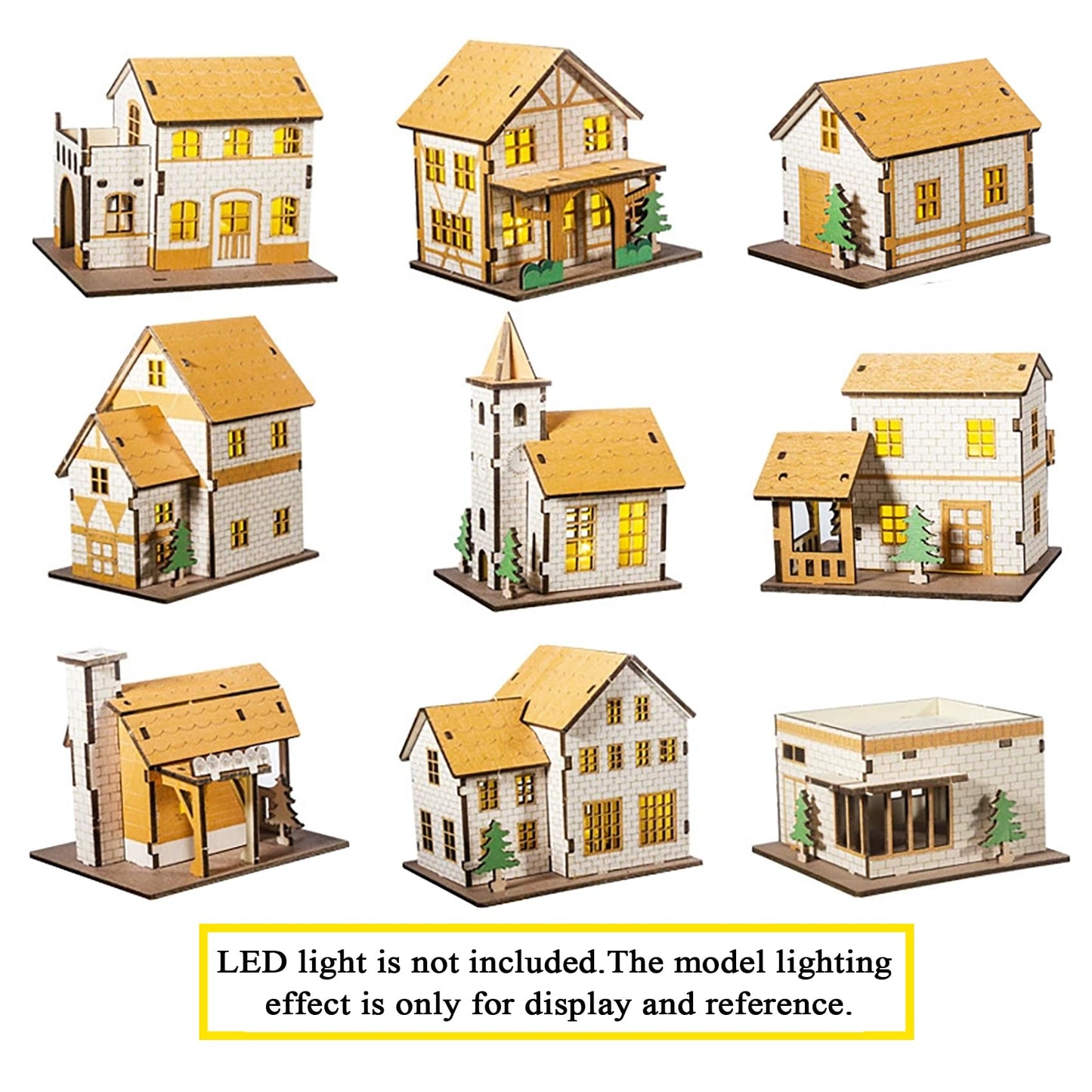 MPIUET Wooden 3D Puzzle – Yellow House 9-in-1 | Log Cabin DIY Miniature Kit for Adults & Teens