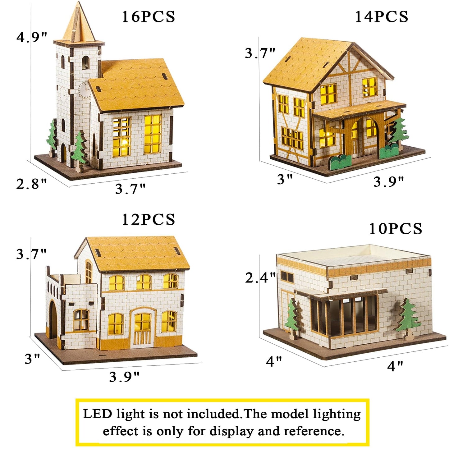 MPIUET Wooden 3D Puzzle – Yellow House 9-in-1 | Log Cabin DIY Miniature Kit for Adults & Teens
