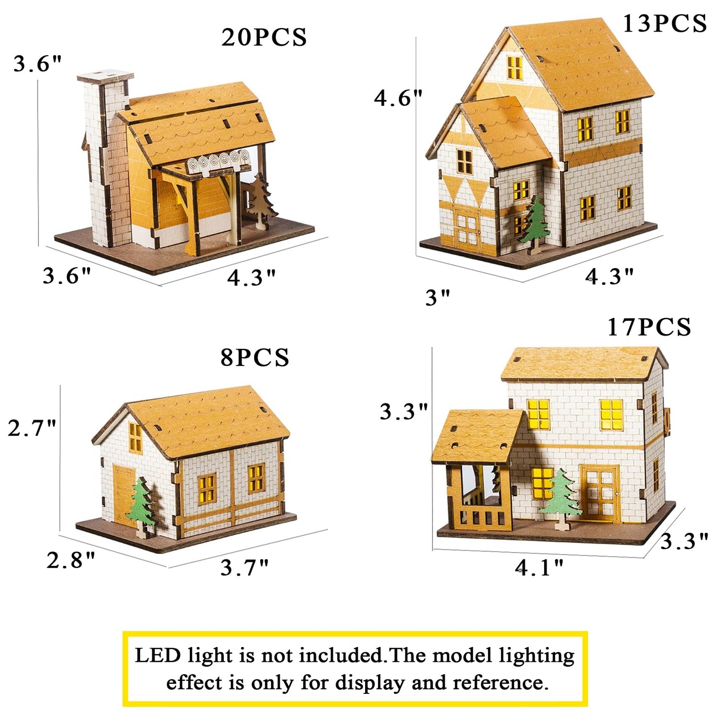 MPIUET Wooden 3D Puzzle – Yellow House 9-in-1 | Log Cabin DIY Miniature Kit for Adults & Teens