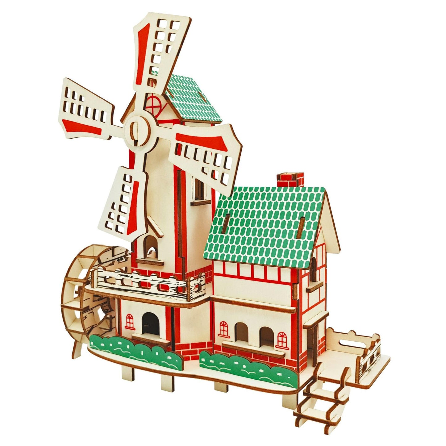 MPIUET Wooden 3D Puzzle Windmill Cottage | DIY Wood Miniature House Kit for Adults & Teens