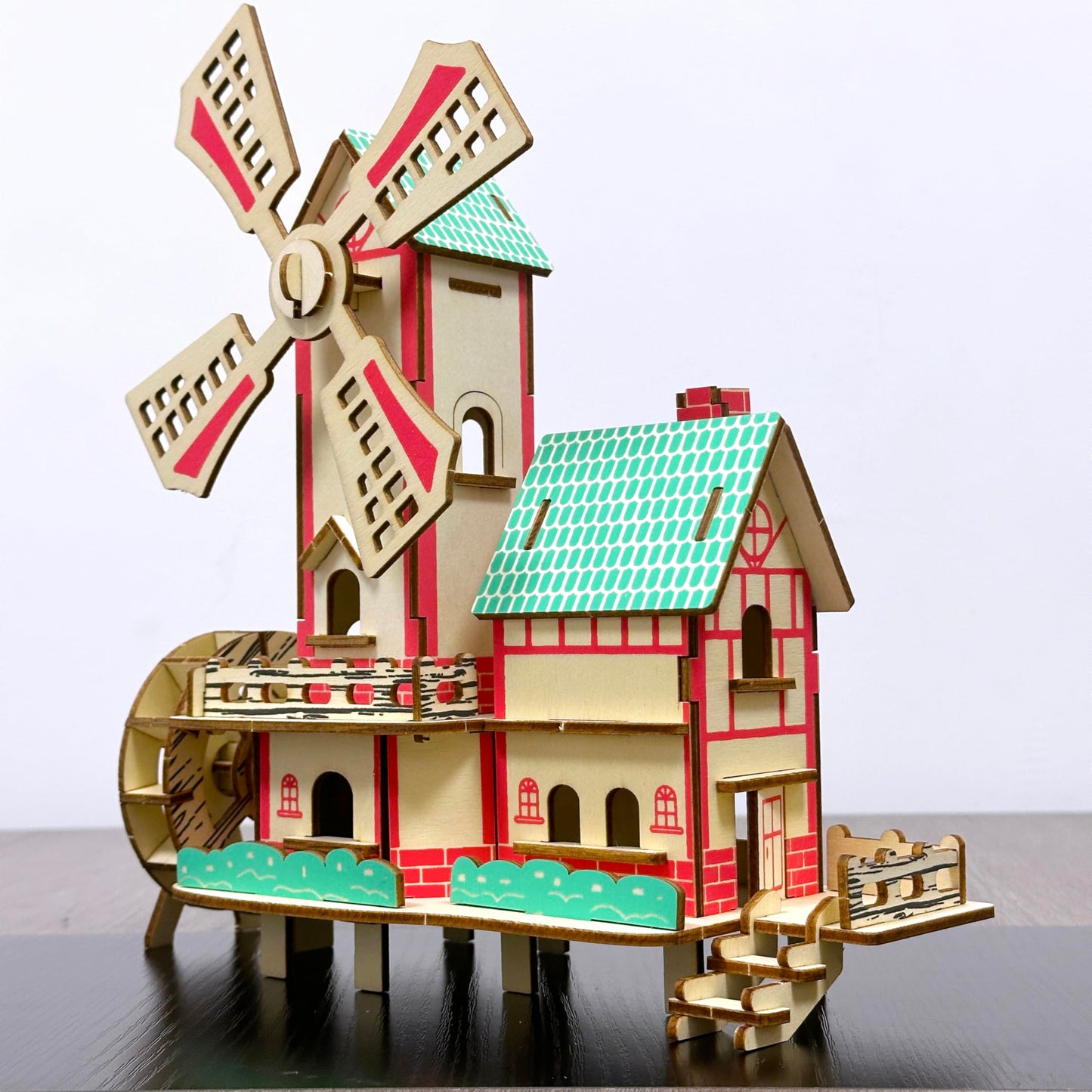 MPIUET Wooden 3D Puzzle Windmill Cottage | DIY Wood Miniature House Kit for Adults & Teens