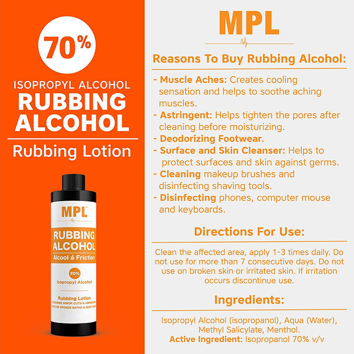 MPL Rubbing Alcohol Antiseptic Skin Cleanser for Men's Shaving & First Aid 240 ml