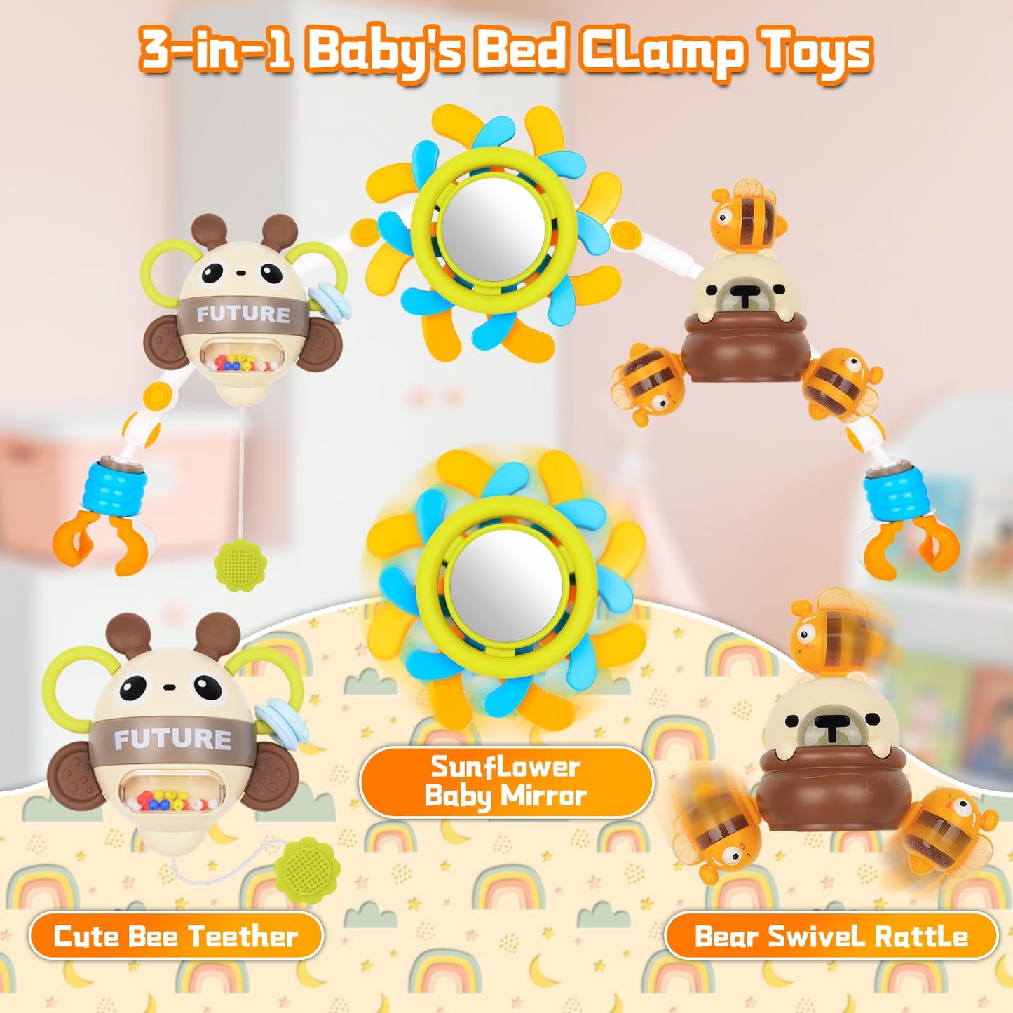 MPQMPQ Baby Activity Stroller Arch Toy – Clip-On Stroller & Car Seat Toy
