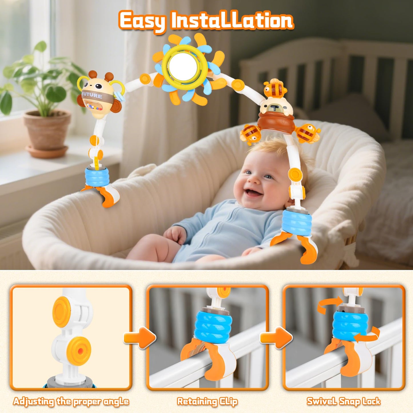 MPQMPQ Baby Activity Stroller Arch Toy – Clip-On Stroller & Car Seat Toy