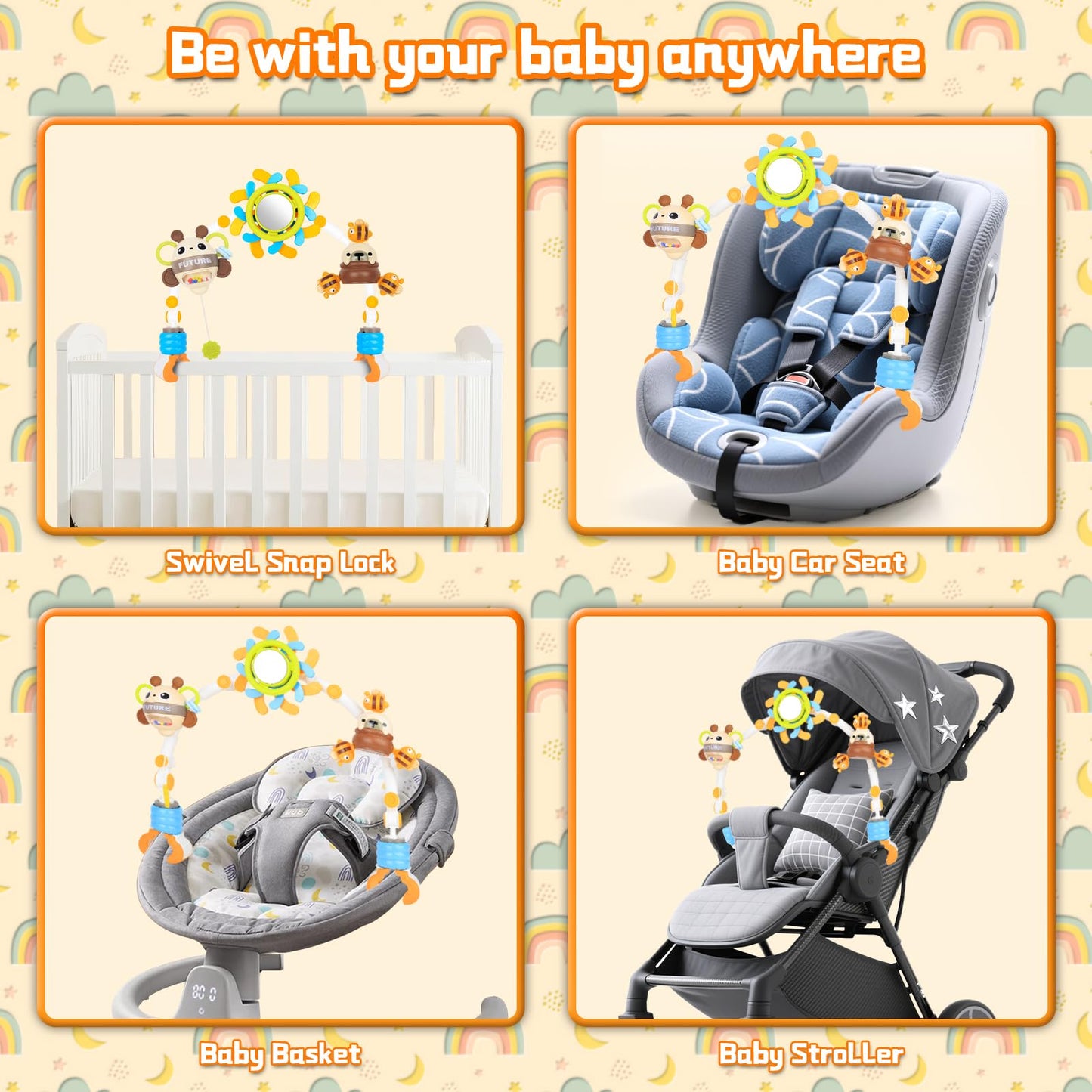 MPQMPQ Baby Activity Stroller Arch Toy – Clip-On Stroller & Car Seat Toy