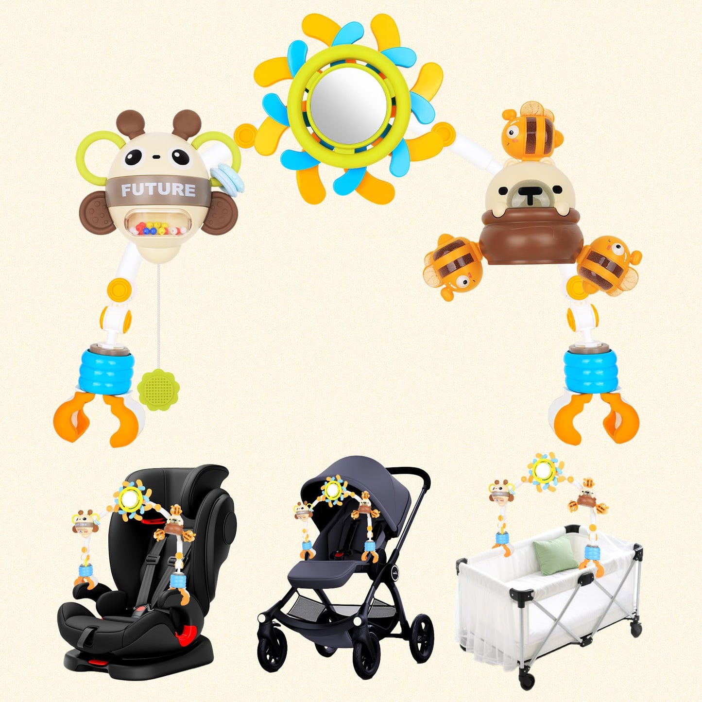 MPQMPQ Baby Activity Stroller Arch Toy – Clip-On Stroller & Car Seat Toy