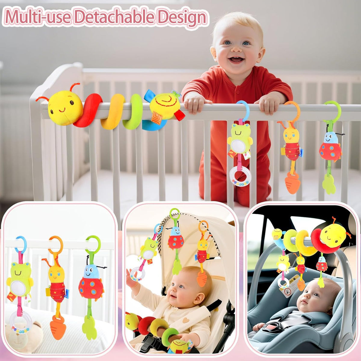 MPQMPQ Baby Car Seat Toys 0–6 Months | Upgraded Spiral Hanging Toy Set