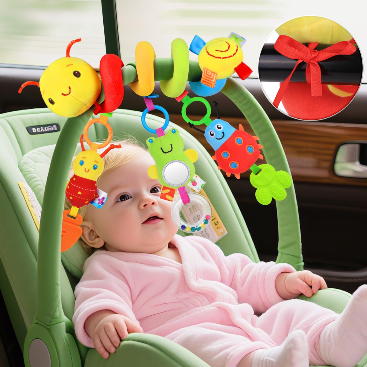 MPQMPQ Baby Car Seat Toys 0–6 Months | Upgraded Spiral Hanging Toy Set