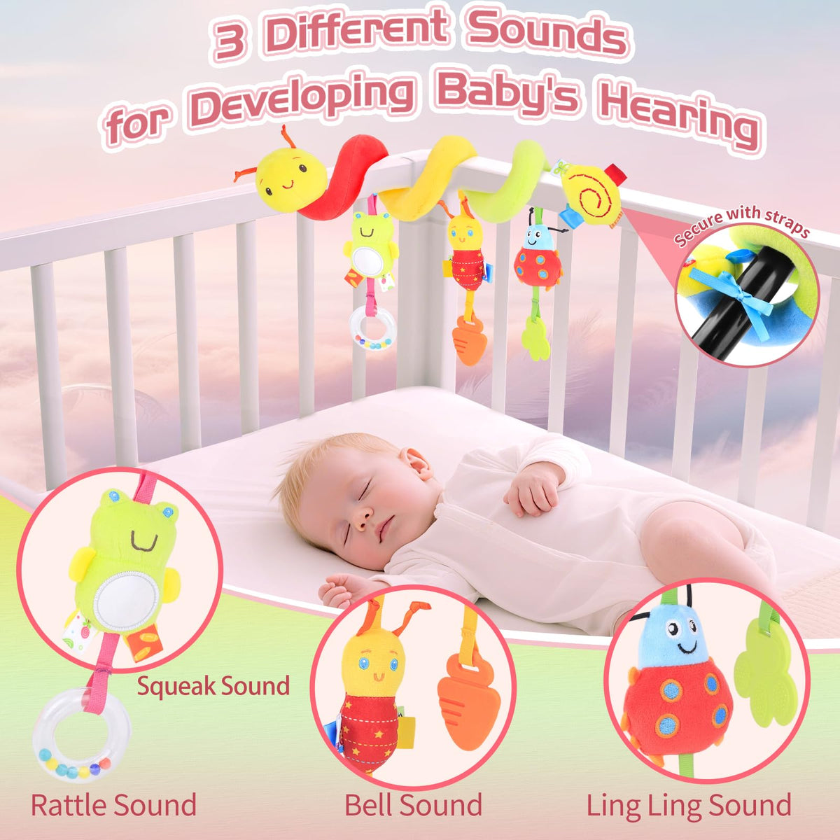 MPQMPQ Baby Car Seat Toys 0–6 Months | Upgraded Spiral Hanging Toy Set