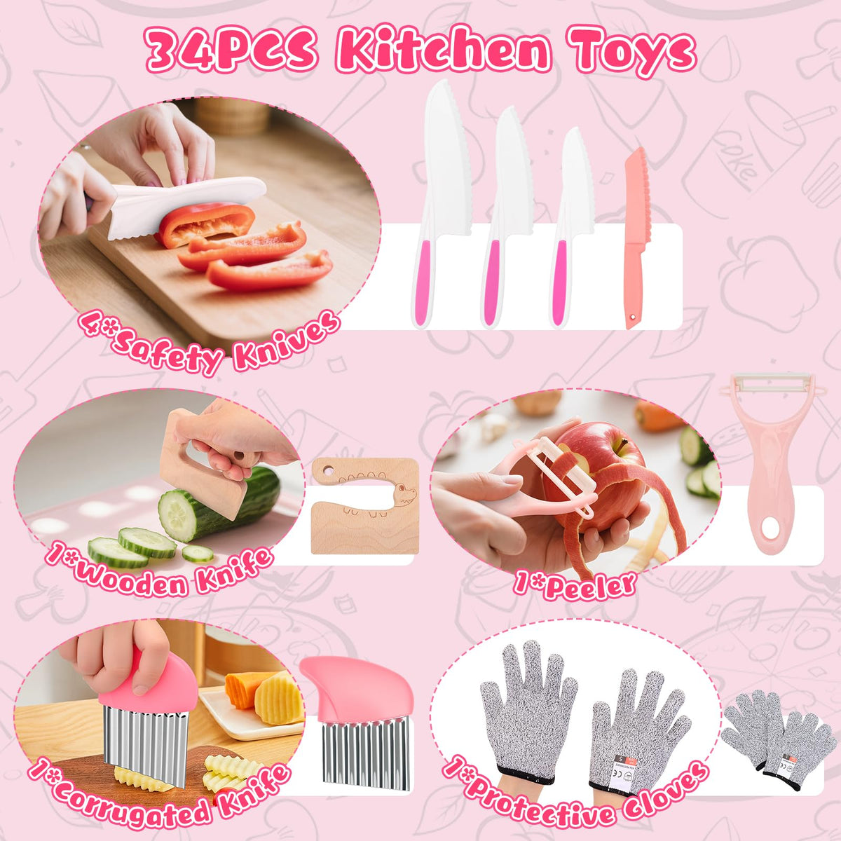 MPQMPQ Toddler Knife Set – Safe Montessori Kitchen Tools for Ages 3-8 (27-Piece)