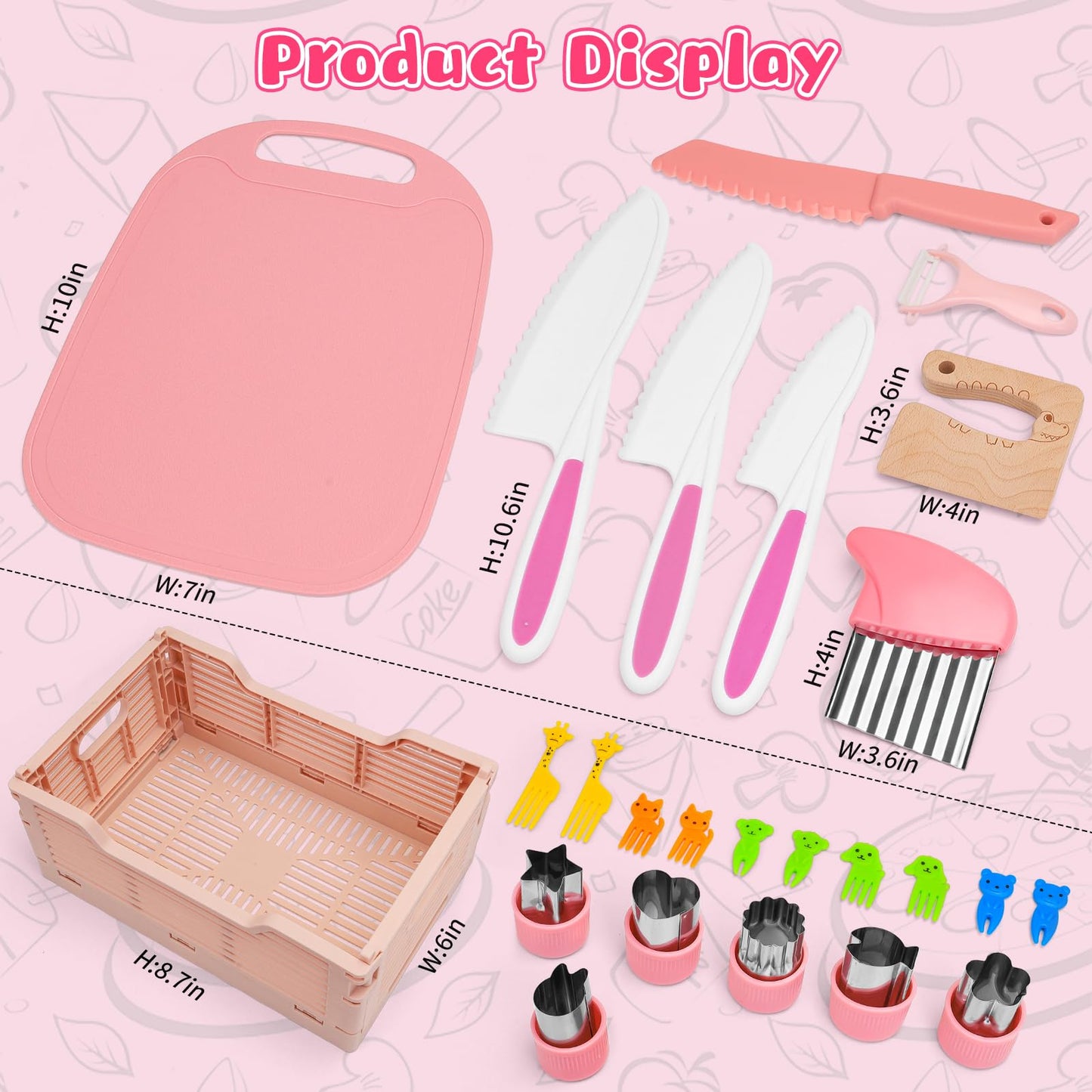 MPQMPQ Toddler Knife Set – Safe Montessori Kitchen Tools for Ages 3-8 (27-Piece)