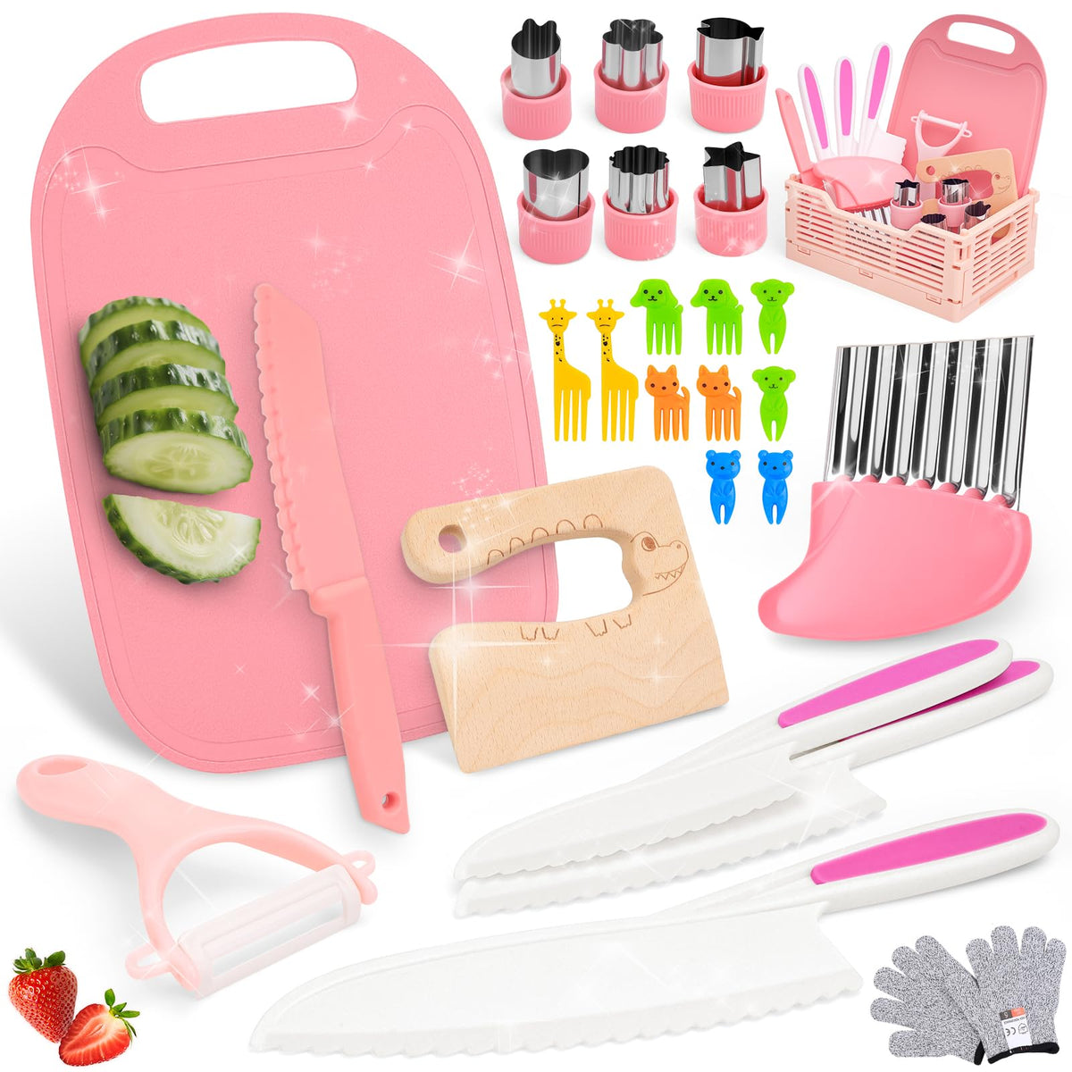 MPQMPQ Toddler Knife Set – Safe Montessori Kitchen Tools for Ages 3-8 (27-Piece)